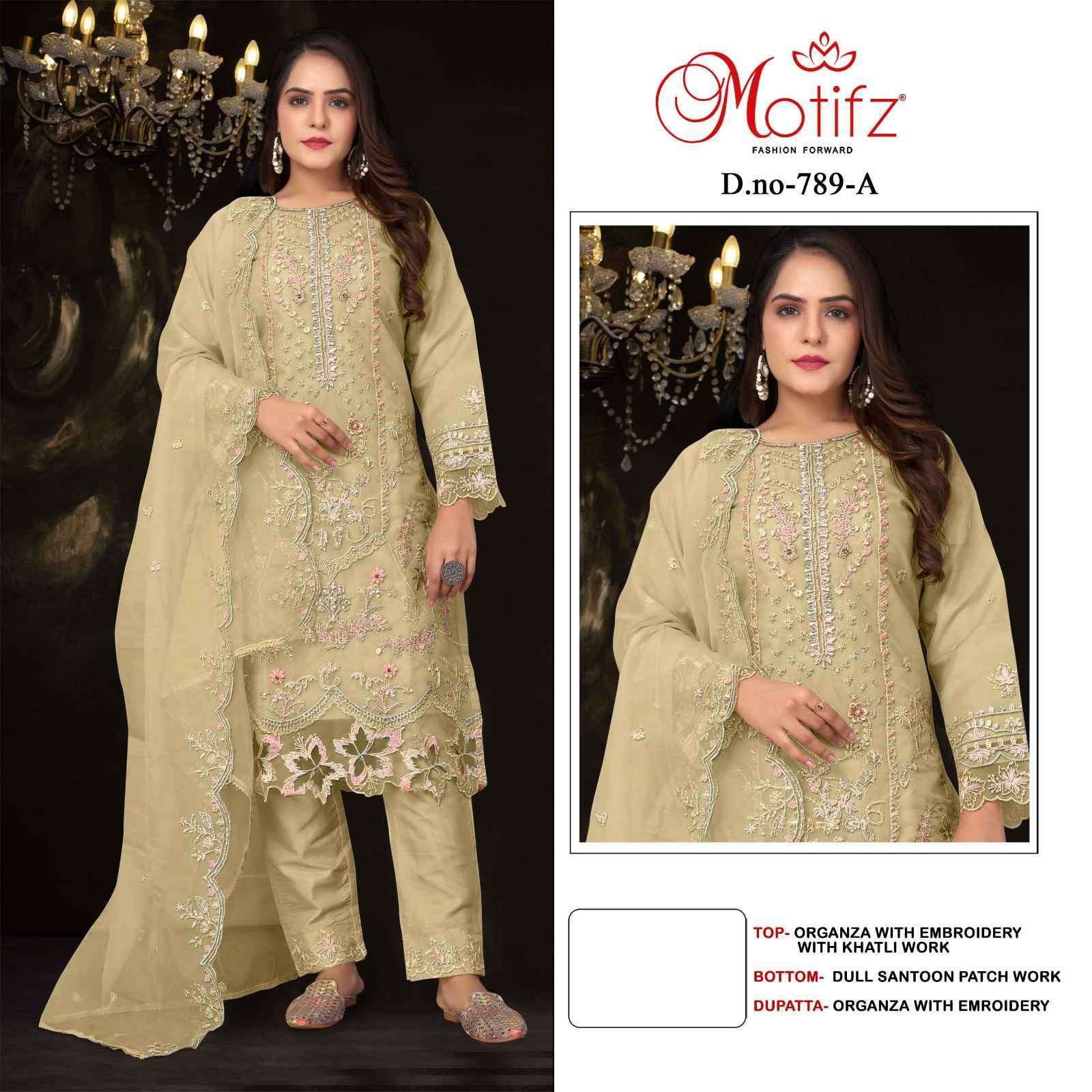 MOTIFZ D 789 COLORS ORGANZA EMBROIDERY WITH PAKISTANI DESIGN DRESS COLLECTION