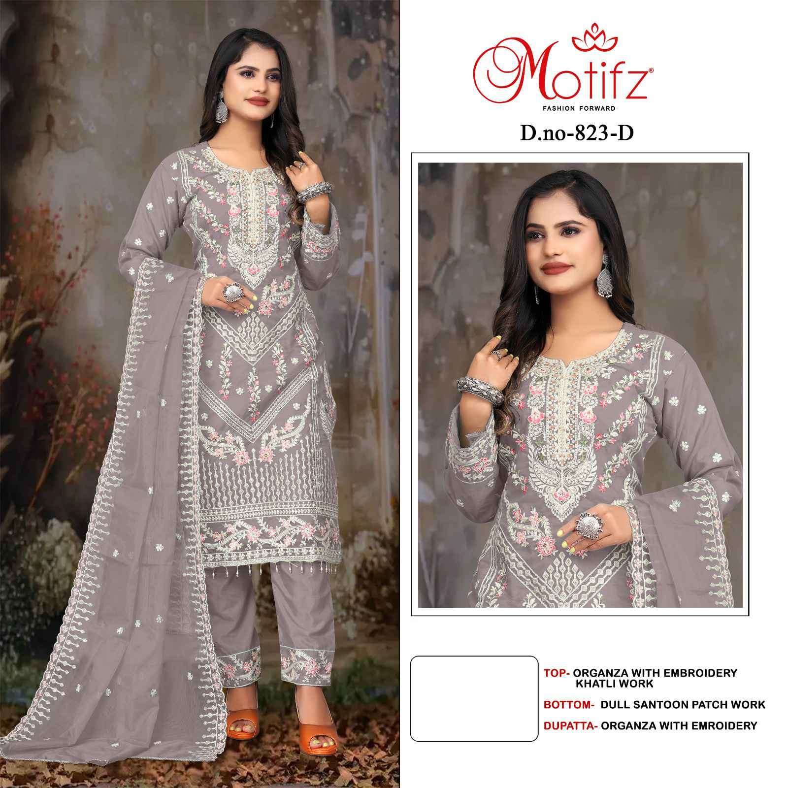 MOTIFZ D 823 COLORS PAKISTANI ORGANZA SUIT COLLECTION BEST RATE DEALER 2025