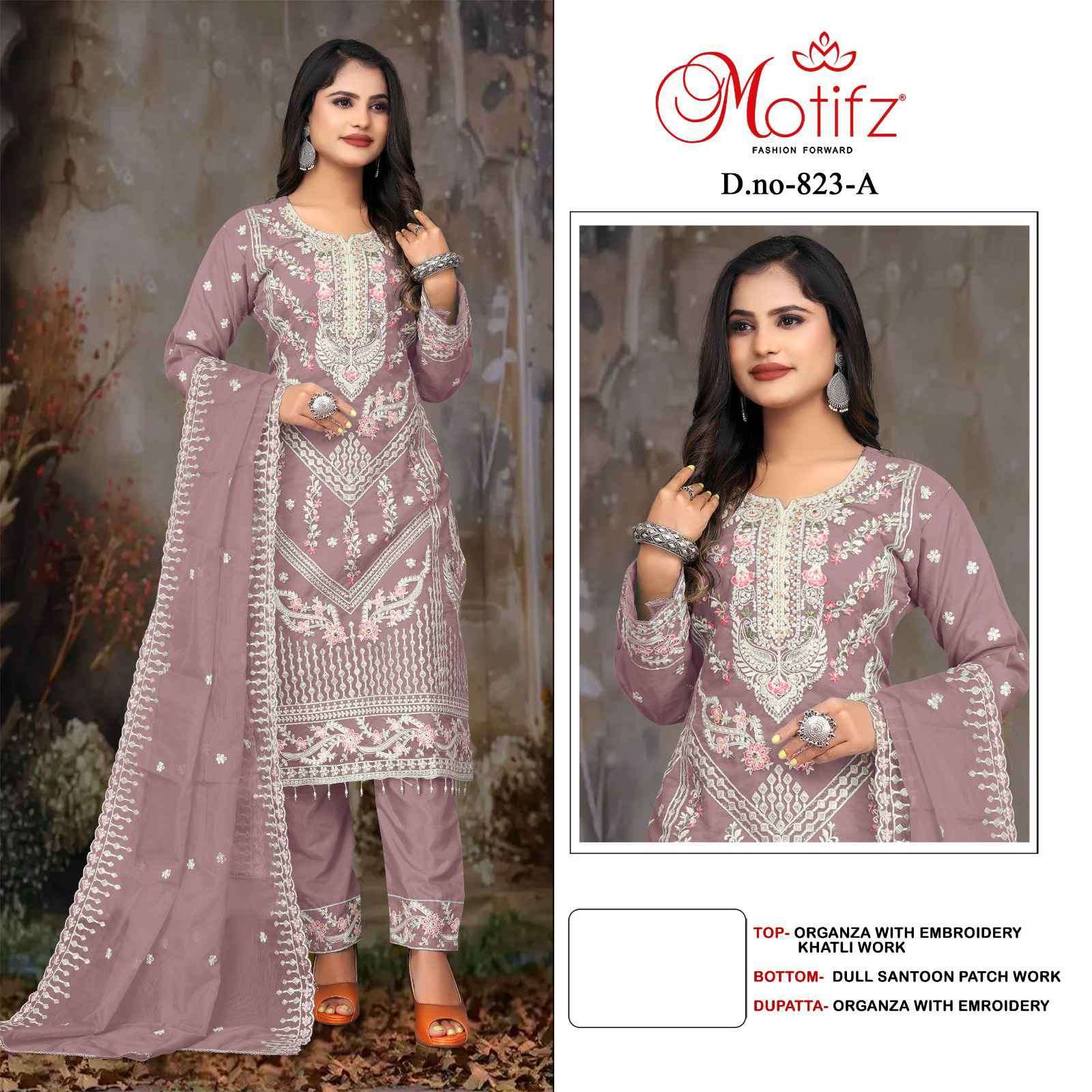 MOTIFZ D 823 COLORS PAKISTANI ORGANZA SUIT COLLECTION BEST RATE DEALER 2025