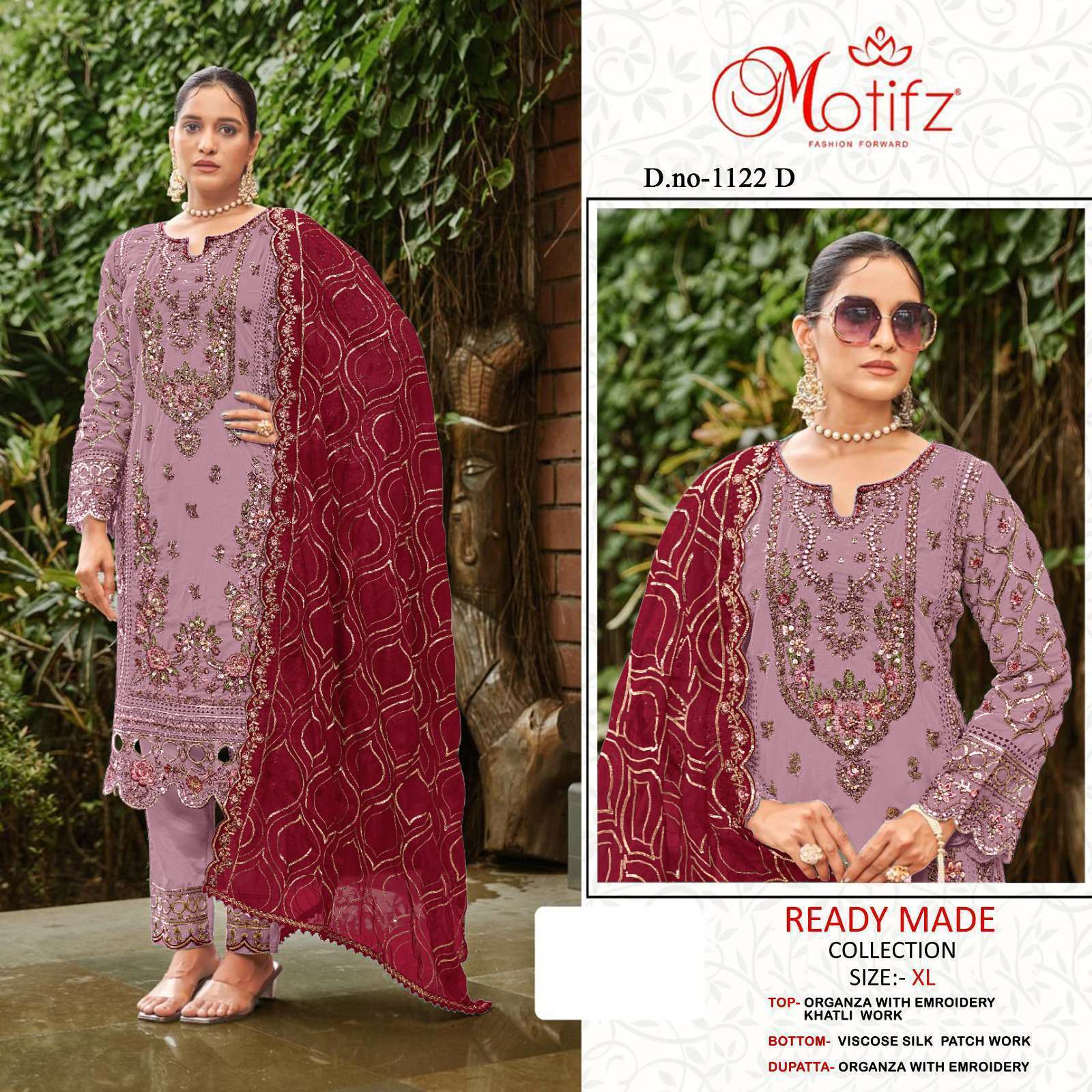 MOTIFZ R 1112 COLORS ORGANZA SILK READYMADE PAKISTANI SUIT WHOLESALER 2025