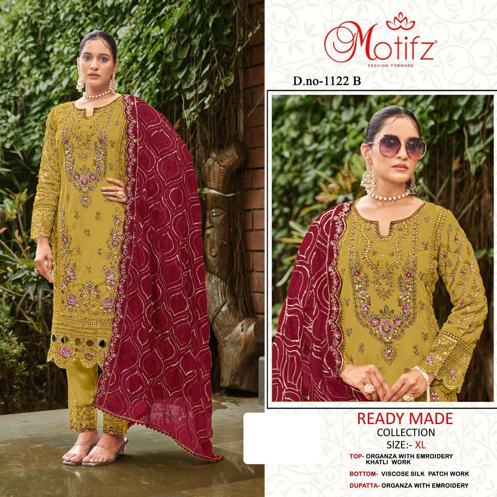 MOTIFZ R 1112 COLORS ORGANZA SILK READYMADE PAKISTANI SUIT WHOLESALER 2025