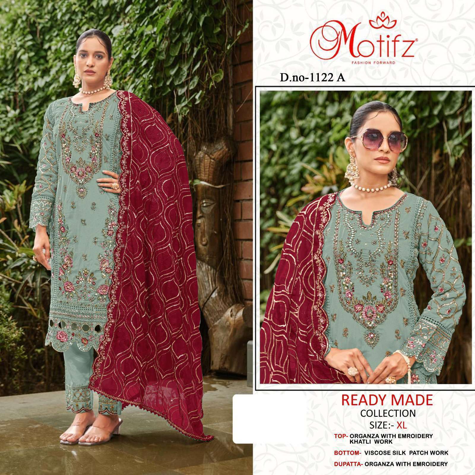 MOTIFZ R 1112 COLORS ORGANZA SILK READYMADE PAKISTANI SUIT WHOLESALER 2025