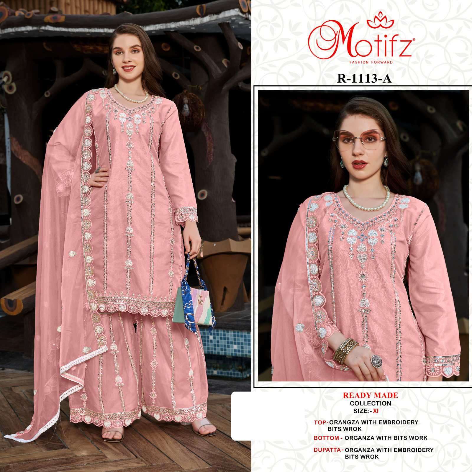 MOTIFZ R 1113 COLORS HEAVY PALAZOO STYLE PAKISTANI SUIT WHOLESALE PRICE DEALER 
