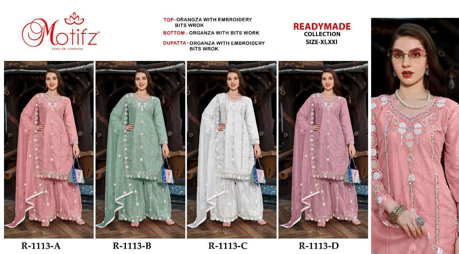 MOTIFZ R 1113 COLORS HEAVY PALAZOO STYLE PAKISTANI SUIT WHOLESALE PRICE DEALER 