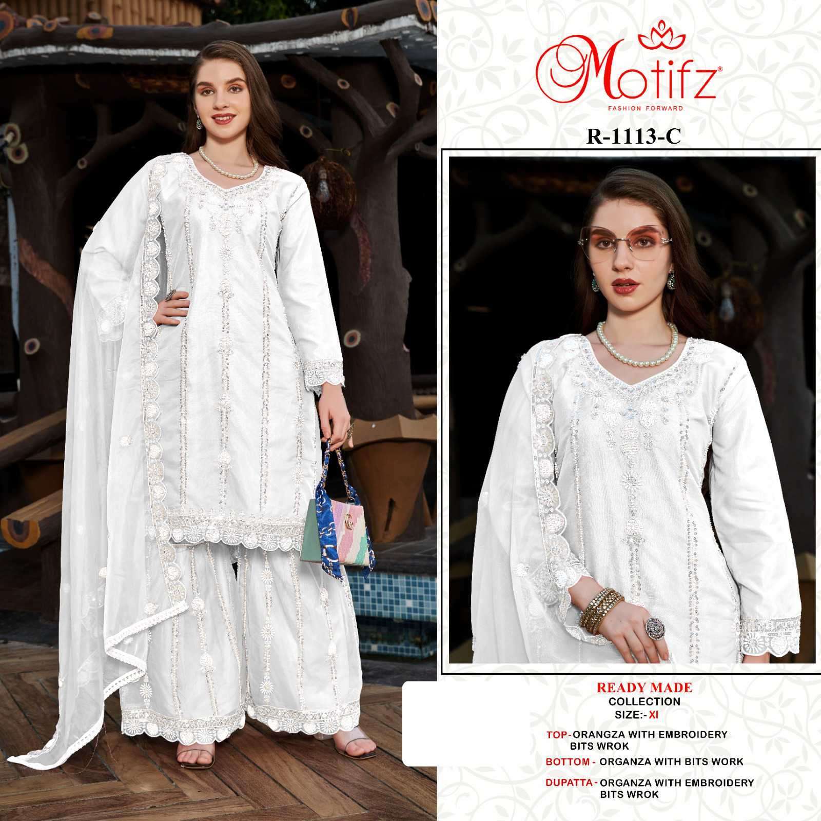 MOTIFZ R 1113 COLORS HEAVY PALAZOO STYLE PAKISTANI SUIT WHOLESALE PRICE DEALER 