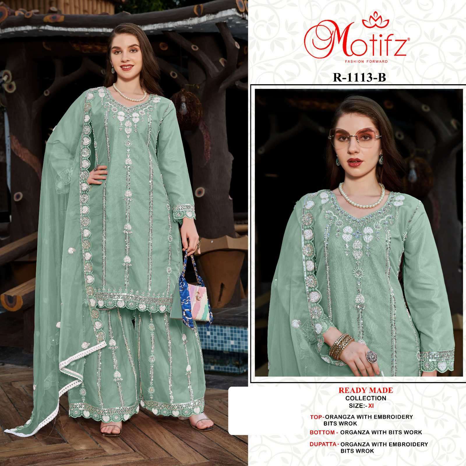 MOTIFZ R 1113 COLORS HEAVY PALAZOO STYLE PAKISTANI SUIT WHOLESALE PRICE DEALER 