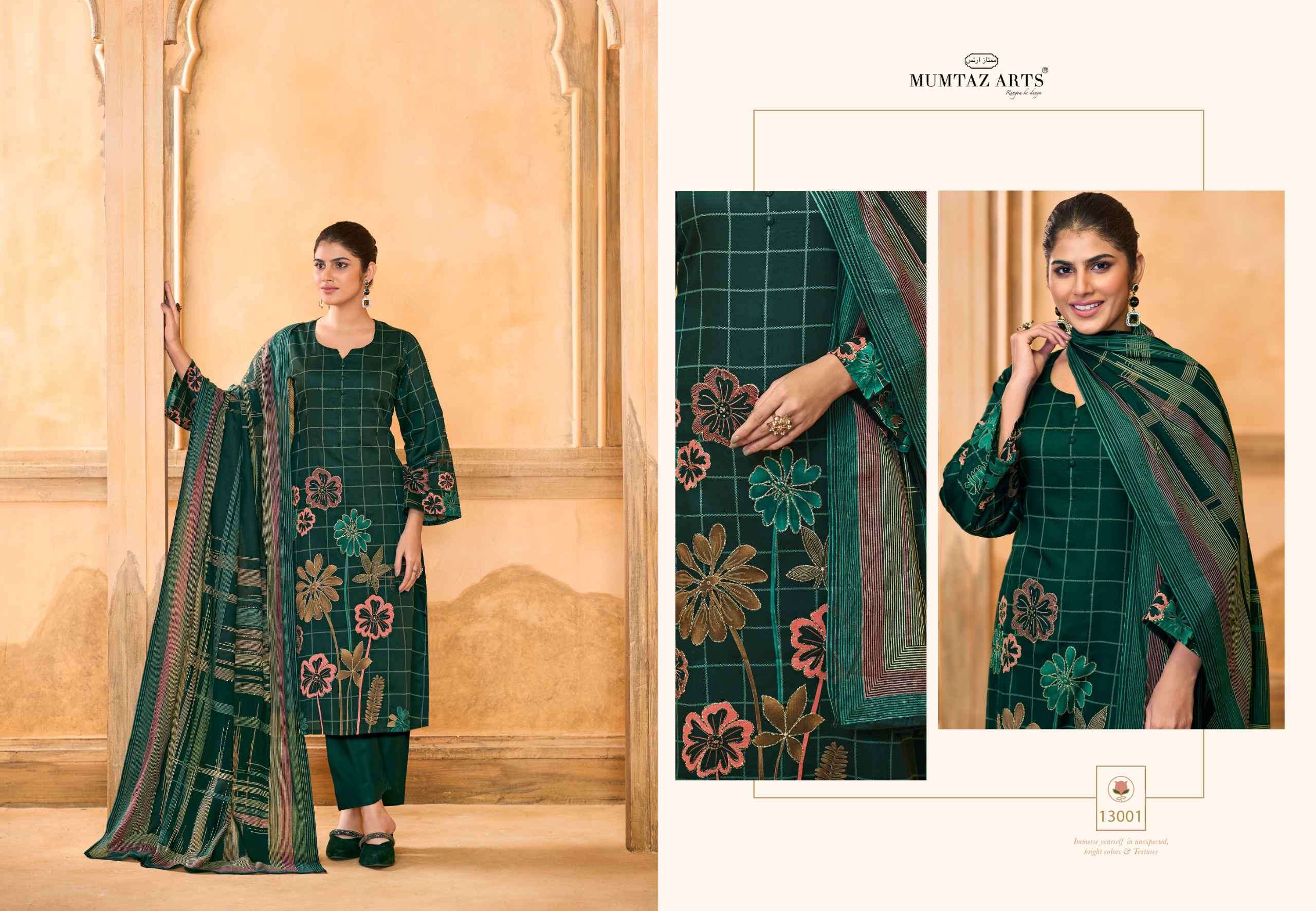 MUMTAZ ARTS RUBINA UNSTITCH FANCY LADIES SUIT CATALOGUE BEST RATE DEALER 