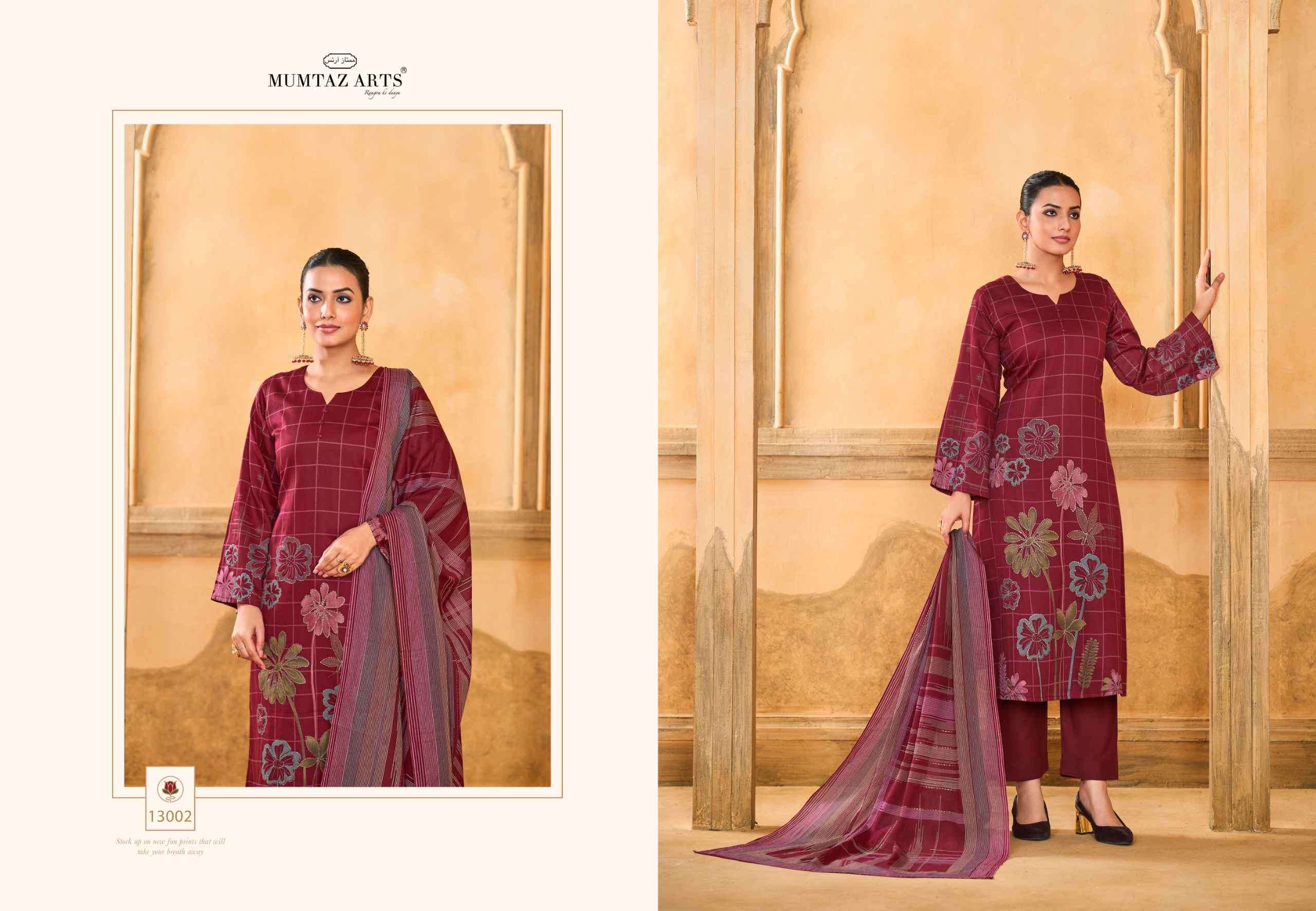 MUMTAZ ARTS RUBINA UNSTITCH FANCY LADIES SUIT CATALOGUE BEST RATE DEALER 