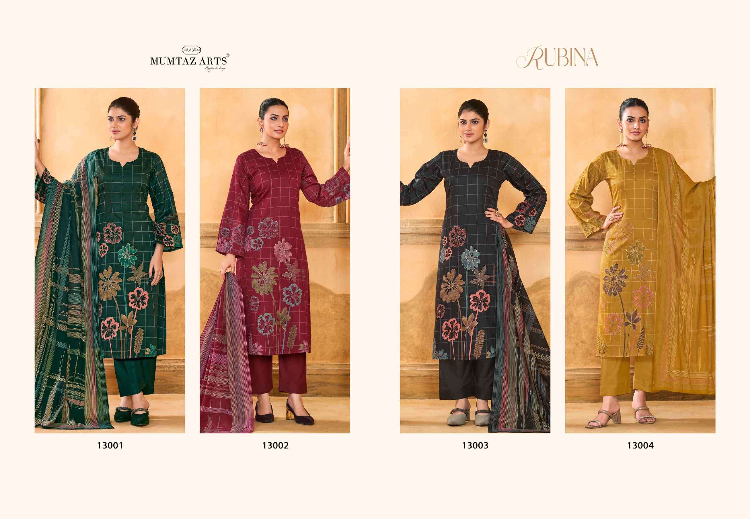MUMTAZ ARTS RUBINA UNSTITCH FANCY LADIES SUIT CATALOGUE BEST RATE DEALER 