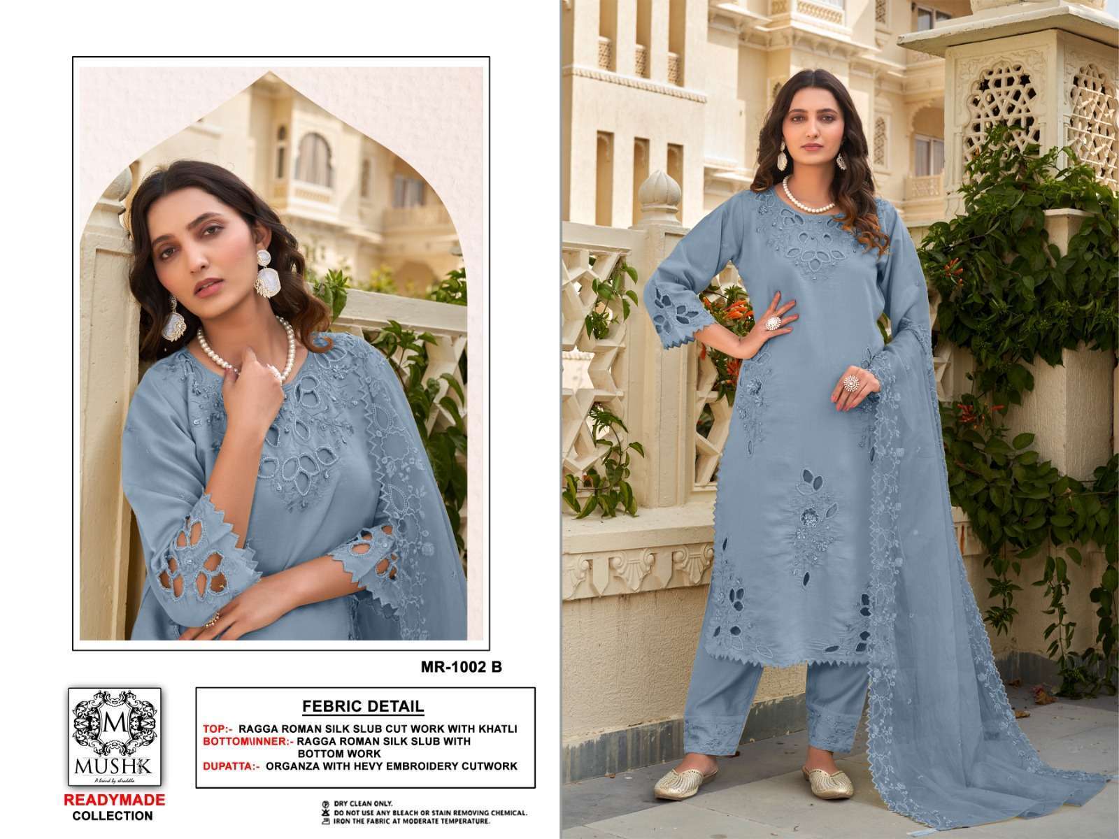 MUSHQ MR 1002 COLORS ROMAN SILK PARTY WEAR READYMADE PAKISTANI SUIT WHOLESALER 2025