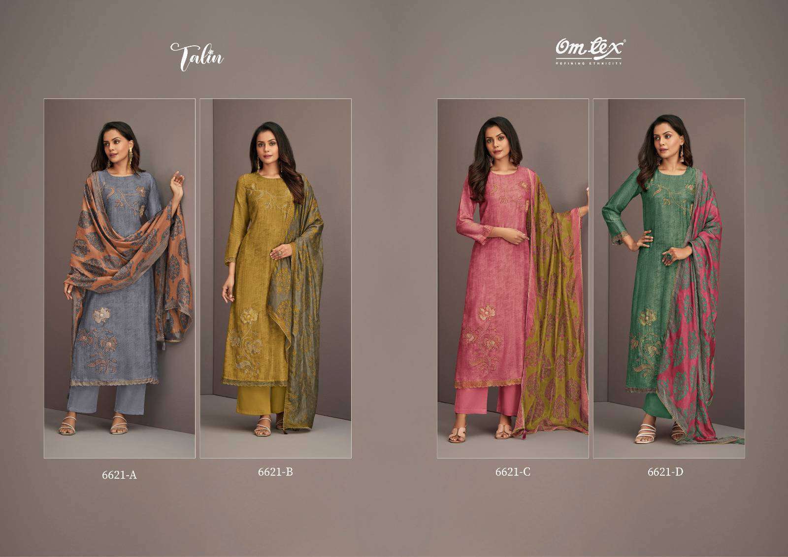 OMTEX TALIN NIDA SILK DIGITAL PRINTED HANDWORK SALWER KAMEEZ CATALOGUE BEST RATE 2025