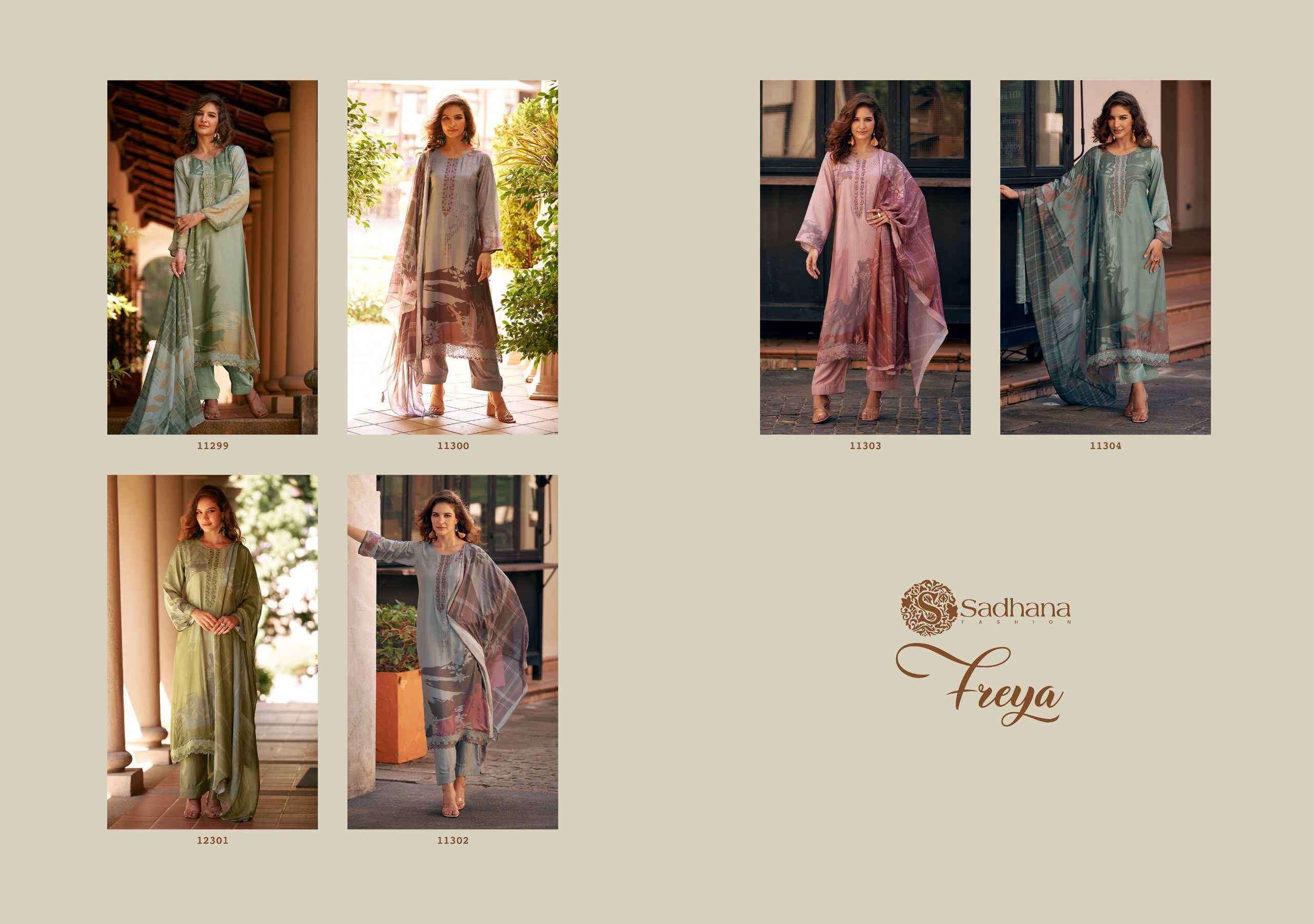 SADHANA FREYA PURE MUSLIN SILK FANCY SUIT CATALOG EXPORTER 2025