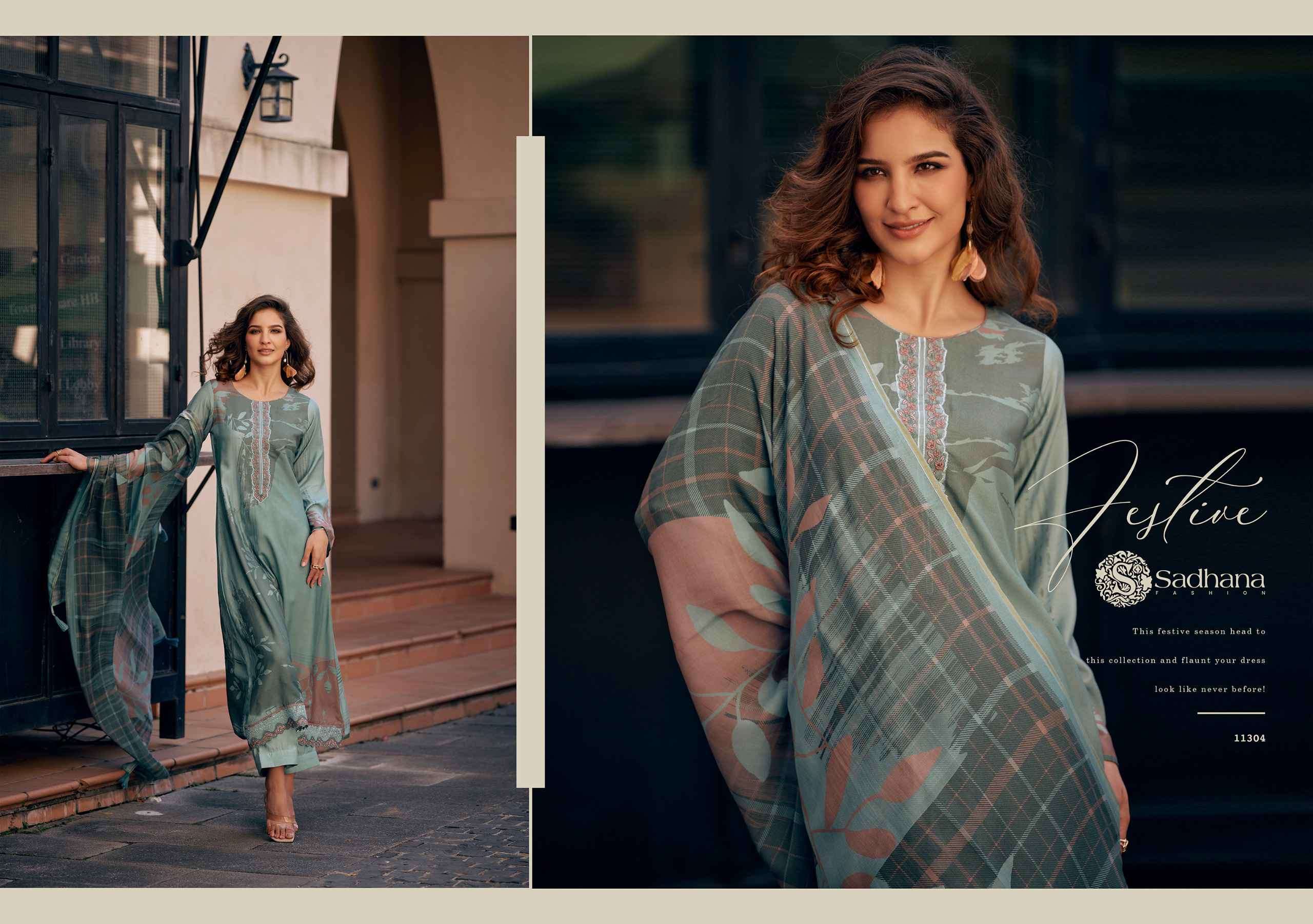 SADHANA FREYA PURE MUSLIN SILK FANCY SUIT CATALOG EXPORTER 2025