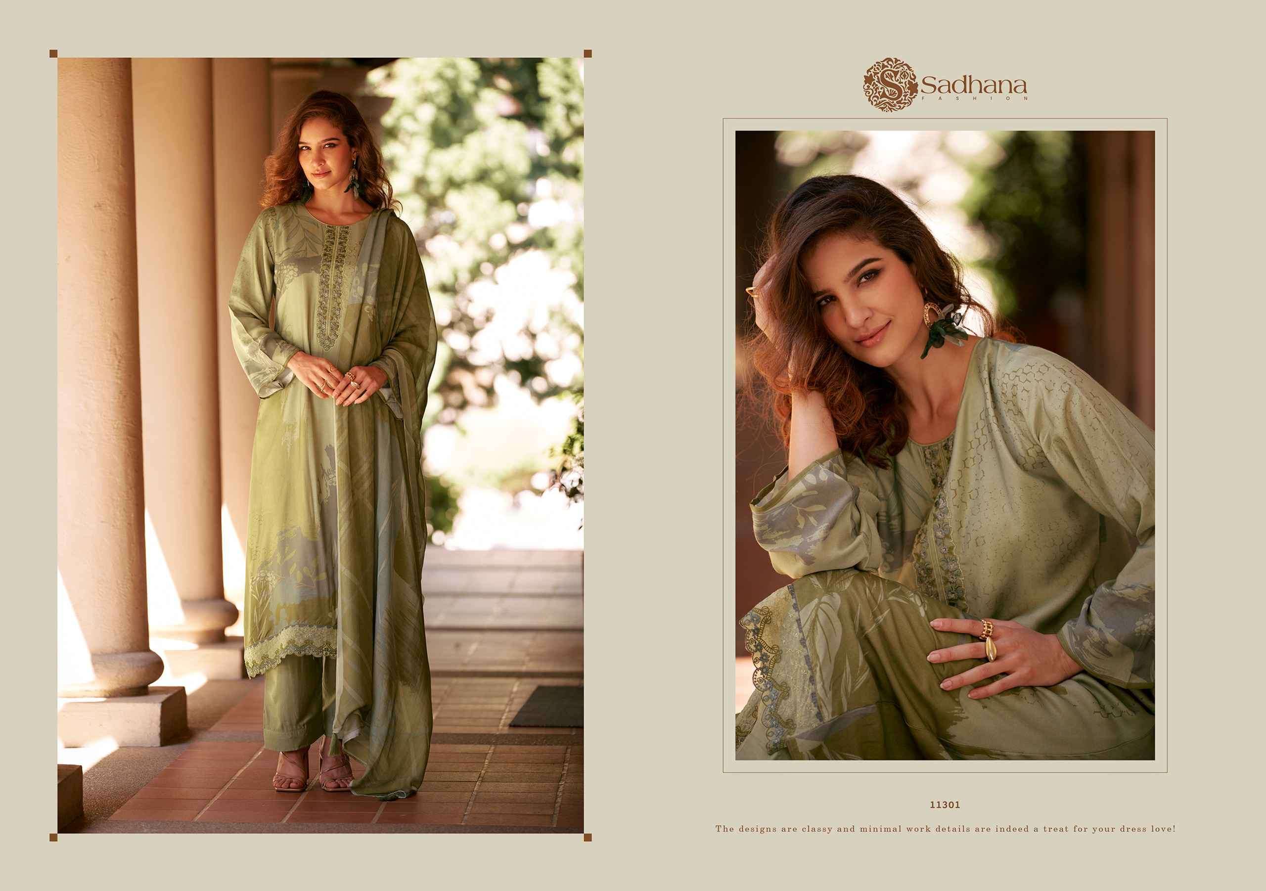 SADHANA FREYA PURE MUSLIN SILK FANCY SUIT CATALOG EXPORTER 2025