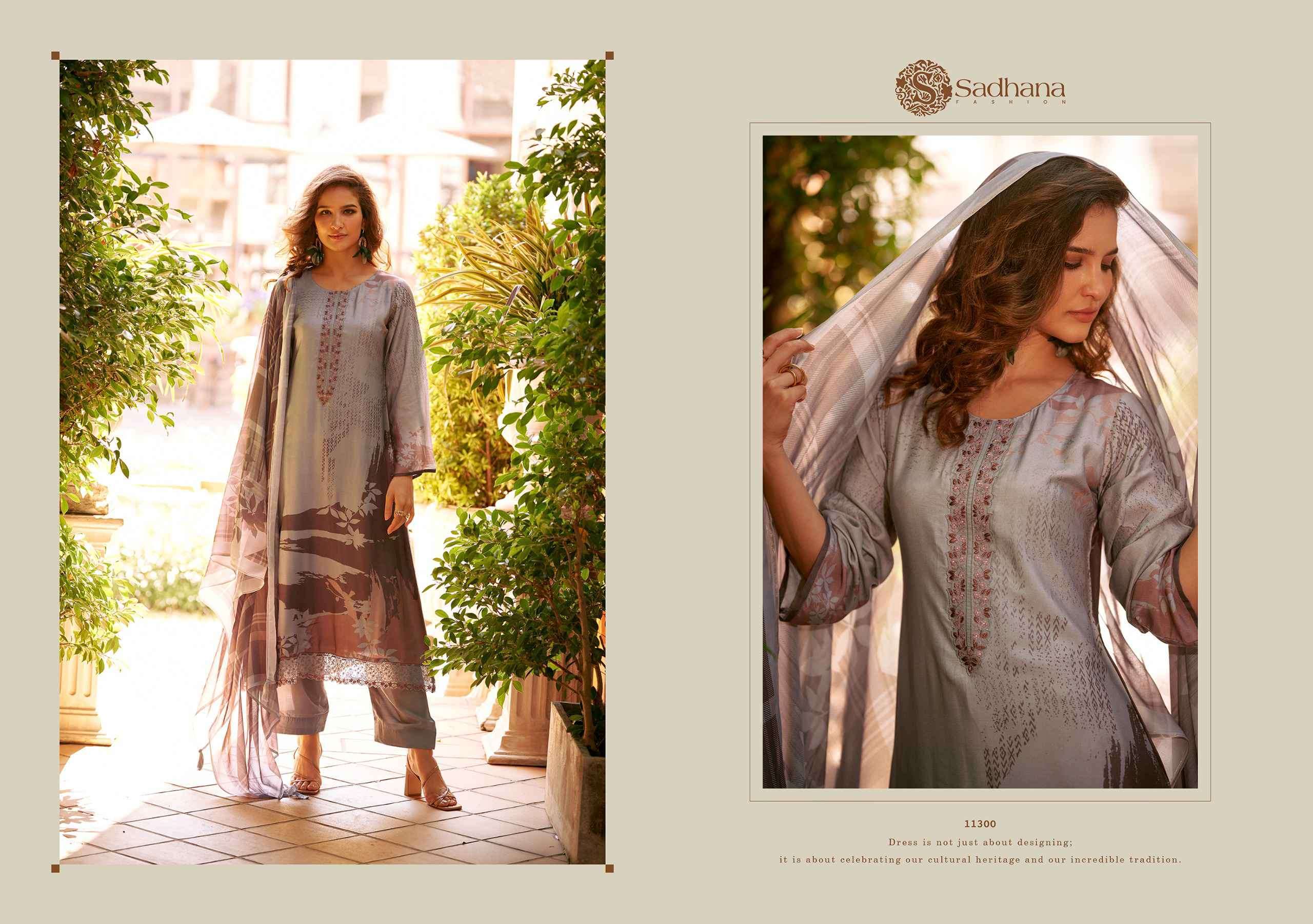 SADHANA FREYA PURE MUSLIN SILK FANCY SUIT CATALOG EXPORTER 2025