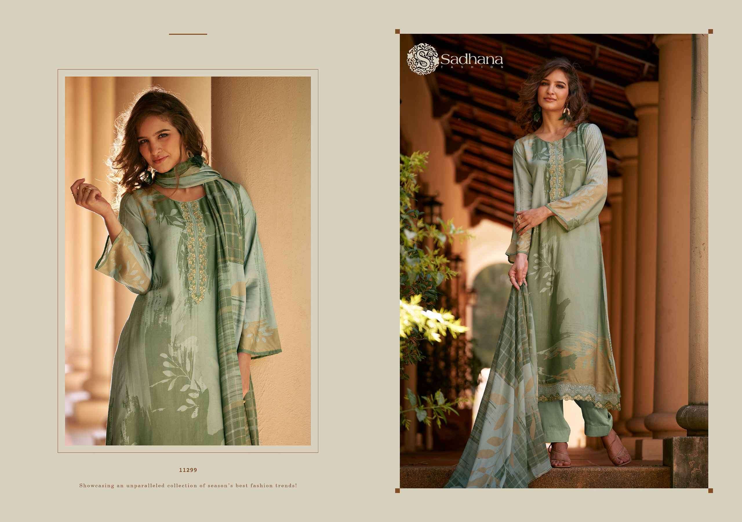 SADHANA FREYA PURE MUSLIN SILK FANCY SUIT CATALOG EXPORTER 2025