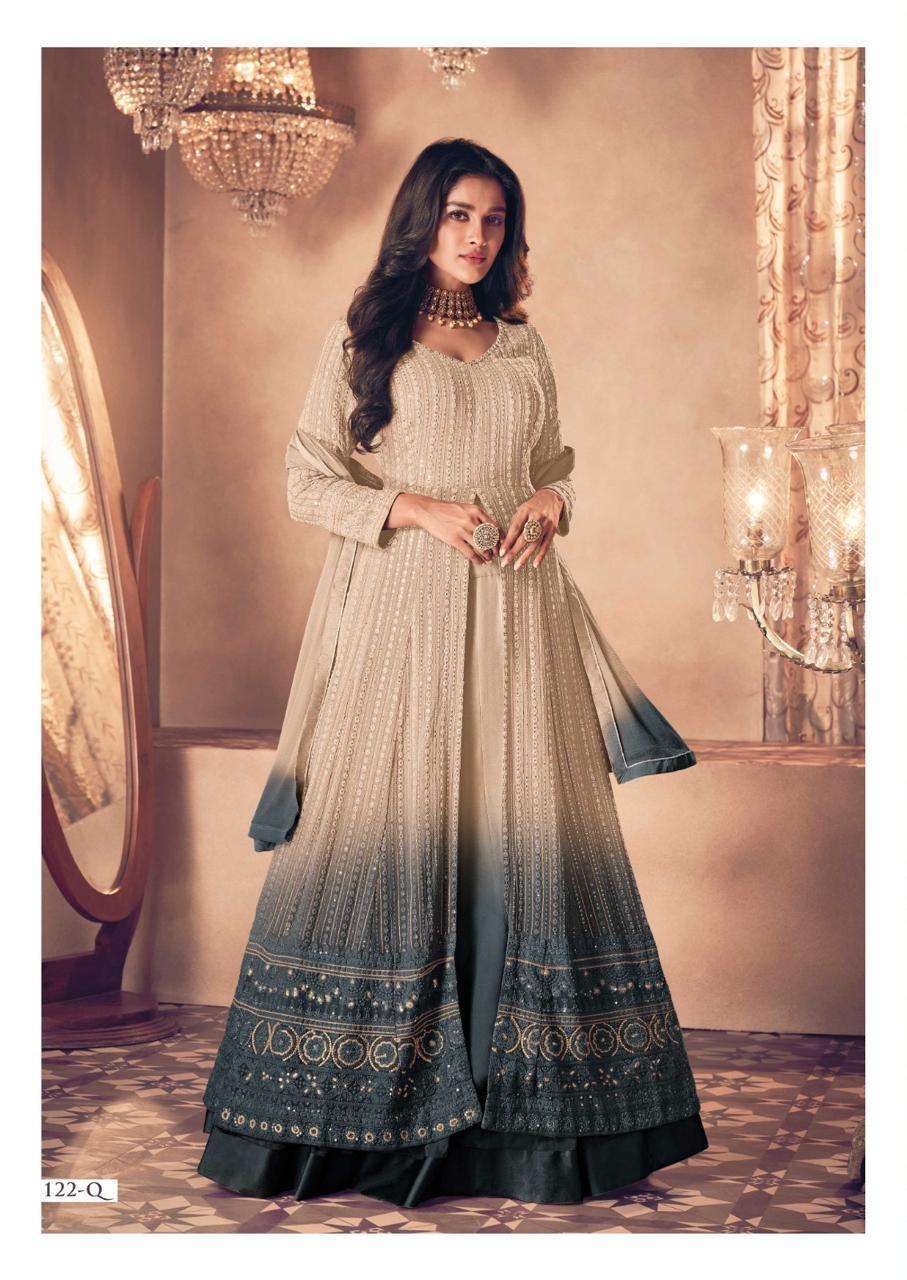 SAYURI NOOR GOLD NEW SHADES PARTY WEAR INDO WESTEN GOWN CATALOG WHOLESALE PRICE 2025