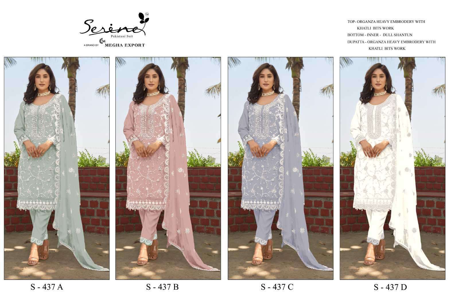 SERENE S 437 COLORS HEAVY EMBROIDERY PAKISTANI SUIT CATALOG EXPORTER 2025