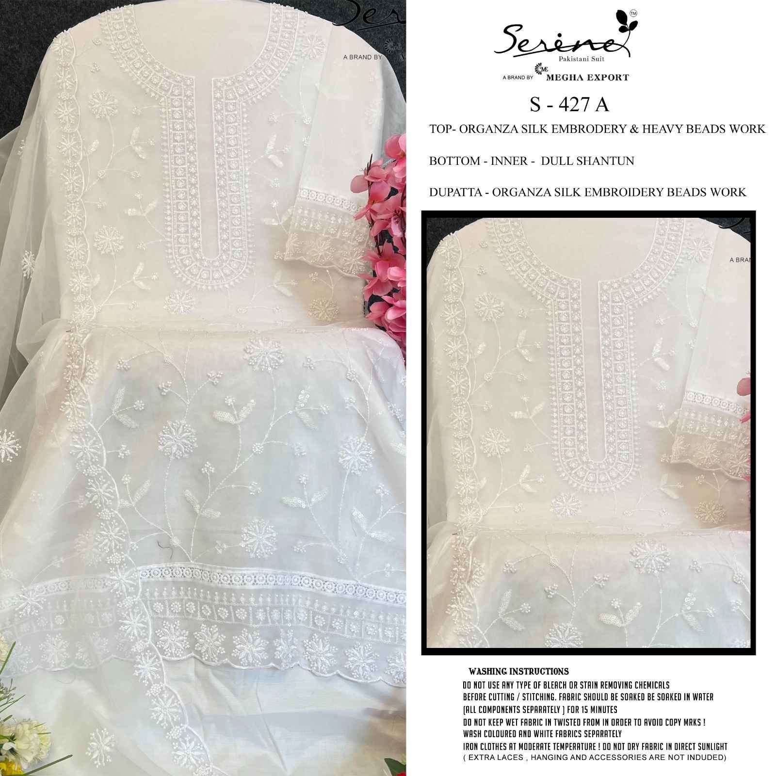 SERINE S 427 COLORS PAKISTANI ORGANZA SUIT CATALOGE SUPPLIER 2025