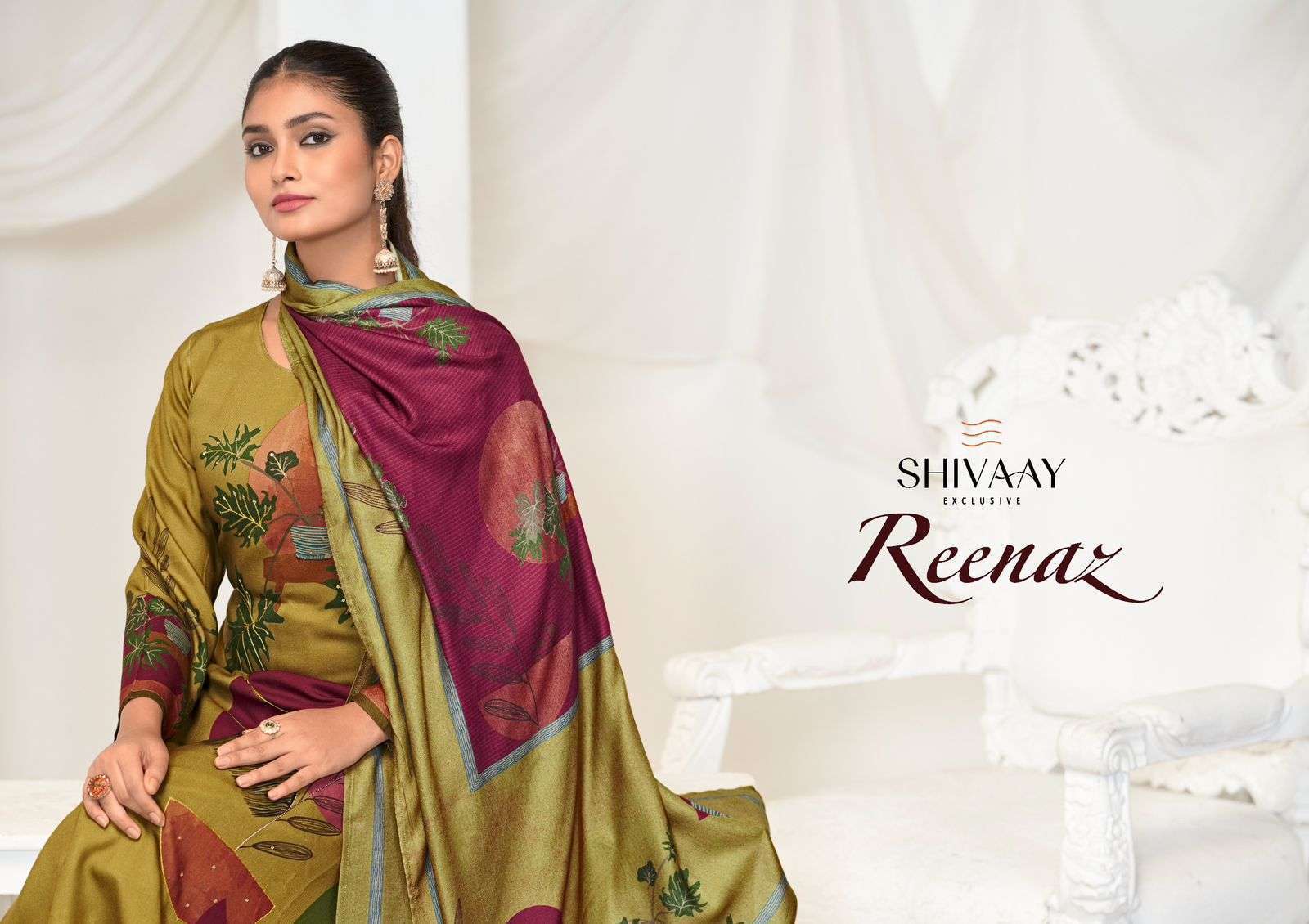 SHIVAAY REENAZ VISCOSE PASHMINA DIGITAL PRINT HANDWORK WINTER LADIES SUIT CATALOGUE 2025