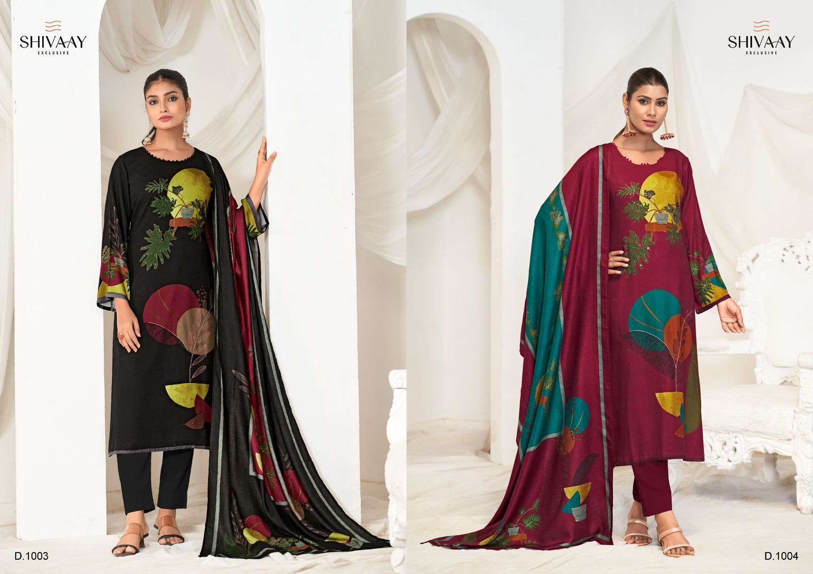 SHIVAAY REENAZ VISCOSE PASHMINA DIGITAL PRINT HANDWORK WINTER LADIES SUIT CATALOGUE 2025