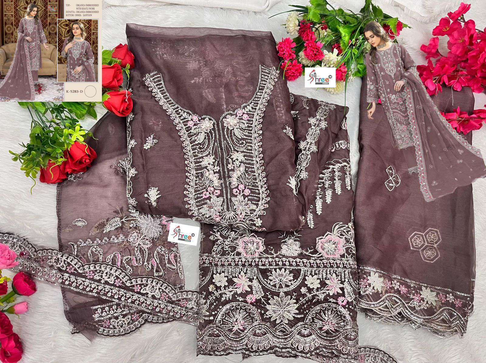 SHREE FAB K 5283 COLORS HEAVY ORGANZA SUIT CATALOG WHOLESALER 2025
