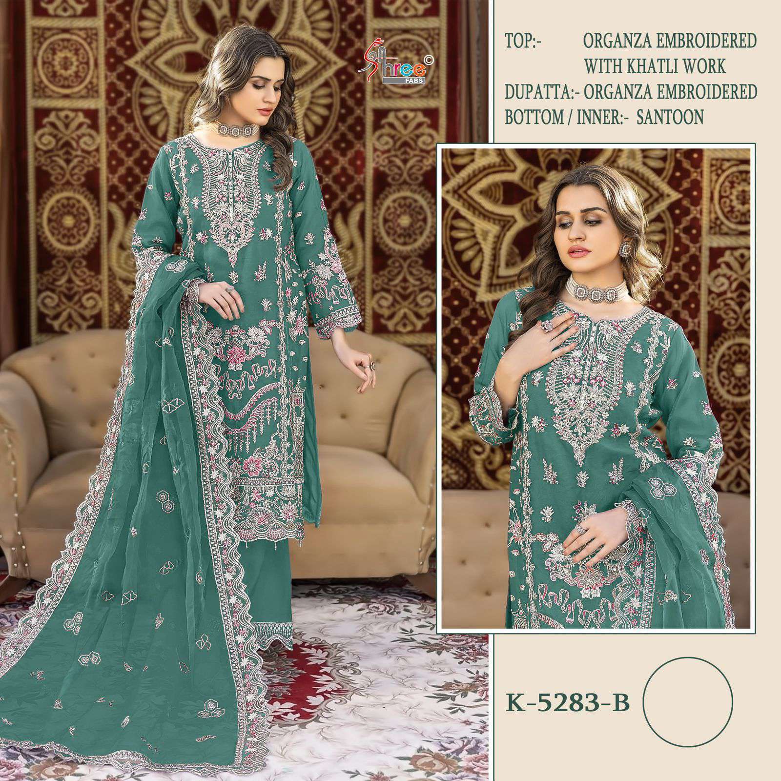 SHREE FAB K 5283 COLORS HEAVY ORGANZA SUIT CATALOG WHOLESALER 2025