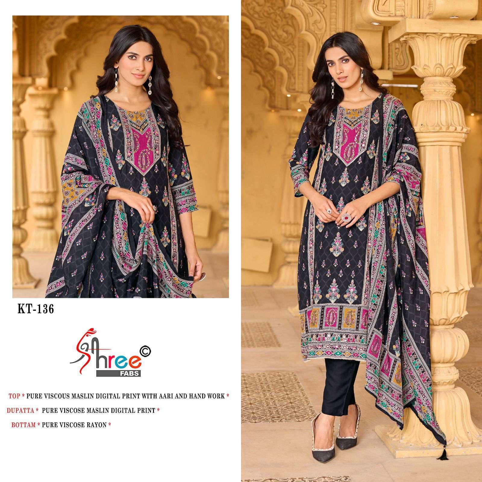 SHREE FAB KT 136 COLORS PAKISTANI MUSLIN SUIT CATALOG EXPORTER 2025