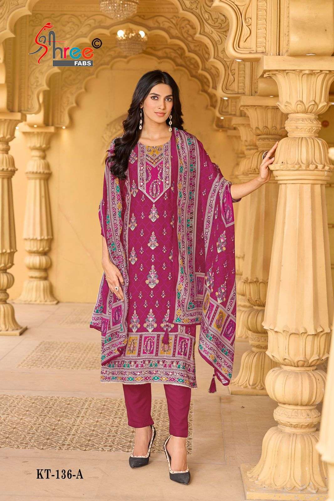 SHREE FAB KT 136 COLORS PAKISTANI MUSLIN SUIT CATALOG EXPORTER 2025