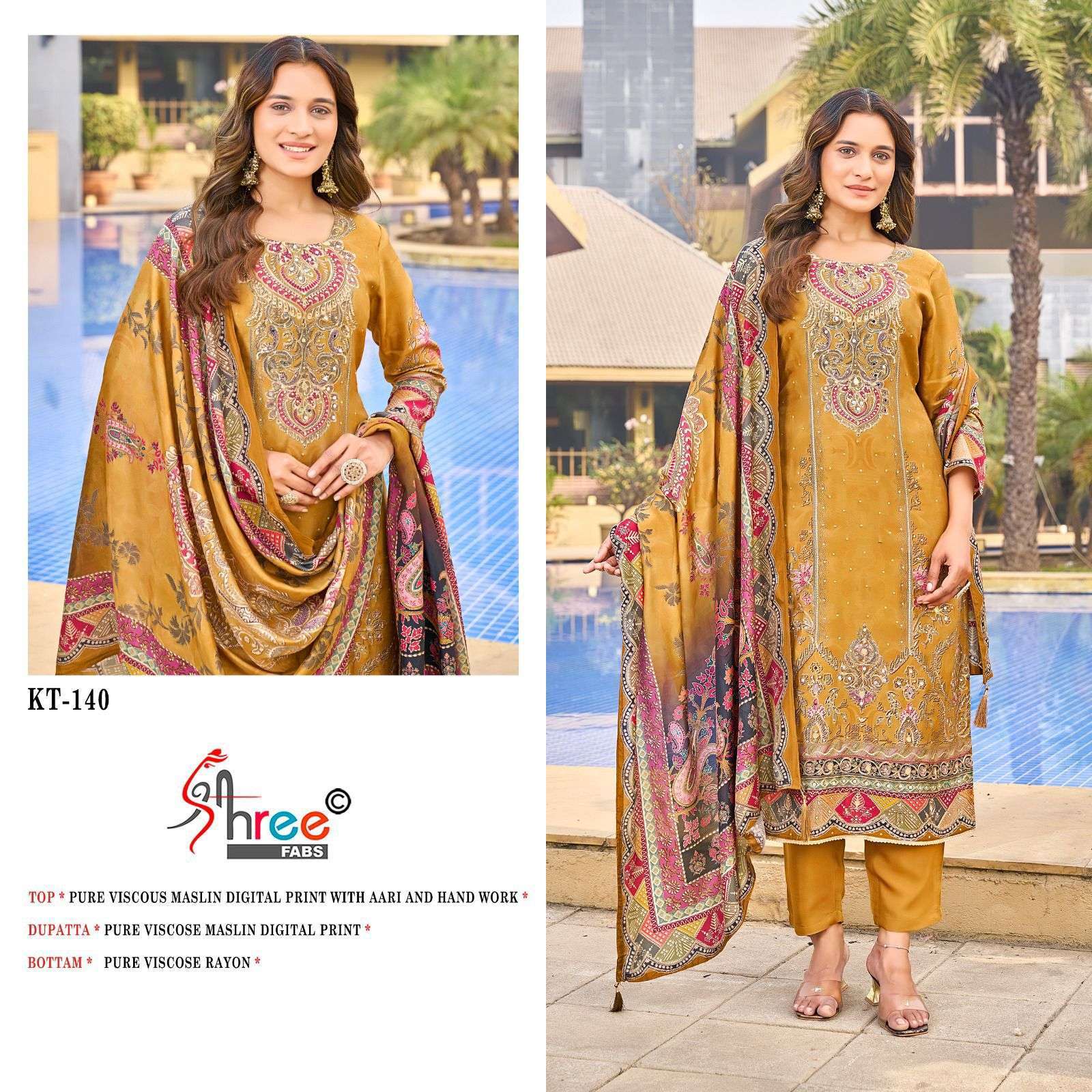 SHREE FAB KT 140 COLORS FANCY MUSLIN SALWER KAMEEZ WHOLESALER 2025