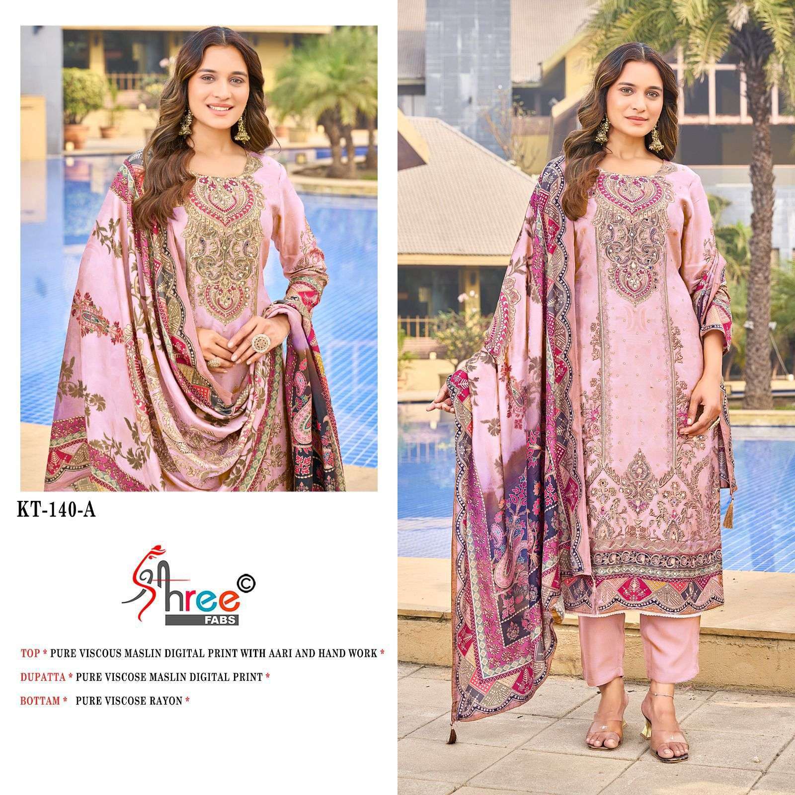 SHREE FAB KT 140 COLORS FANCY MUSLIN SALWER KAMEEZ WHOLESALER 2025