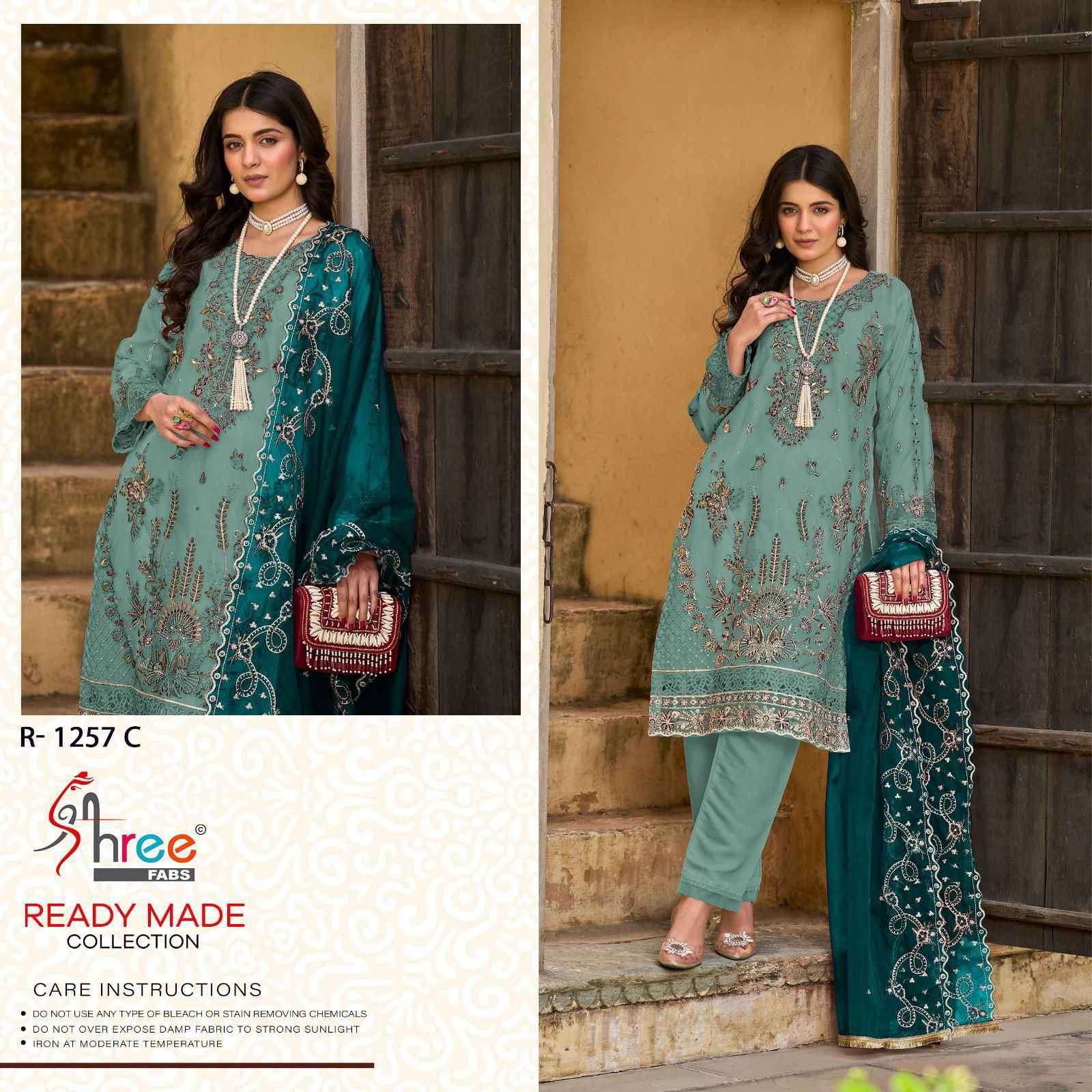 SHREE FAB R 1257 COLORS READYMADE ORGANZA PAKISTANI SUIT WHOLESALER 