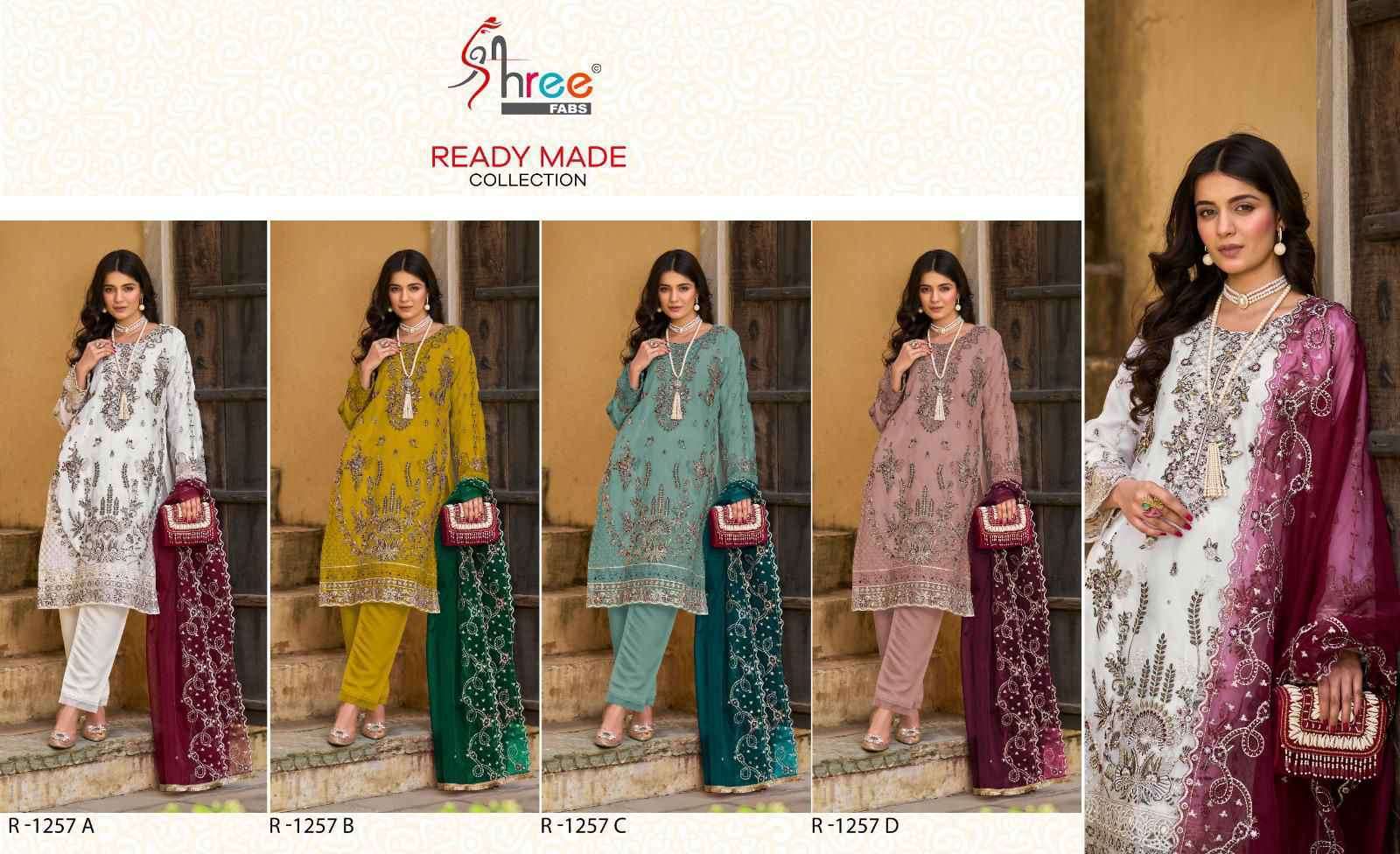 SHREE FAB R 1257 COLORS READYMADE ORGANZA PAKISTANI SUIT WHOLESALER 