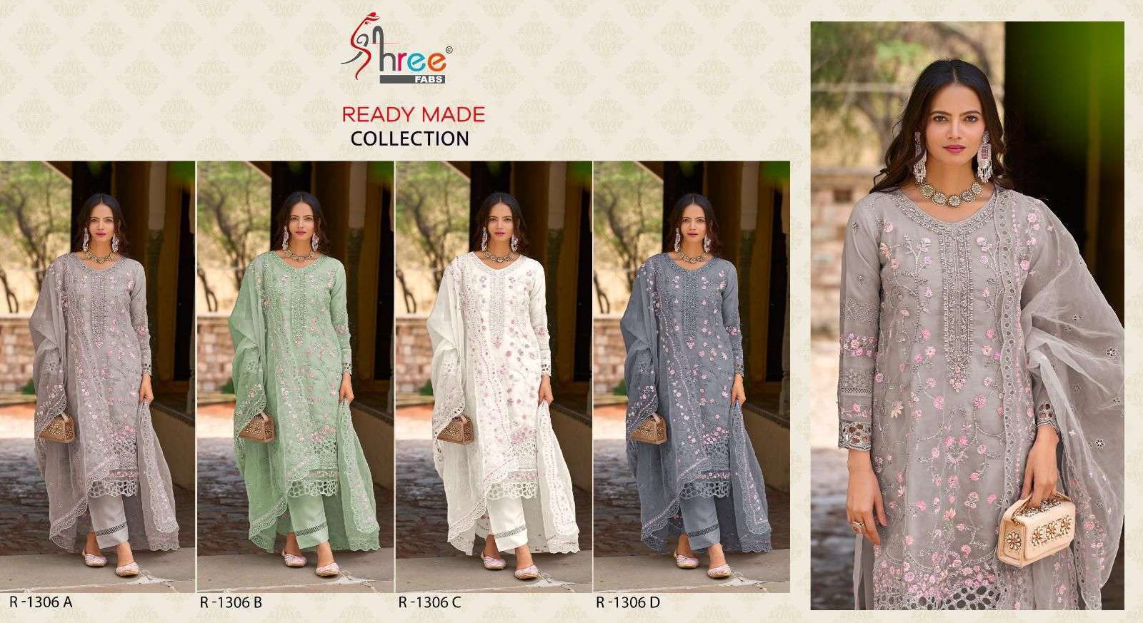 SHREE FAB R 1306 COLORS DESIGNER READYMADE PAKISTANI SUIT BEST RATE WHOLESALER 