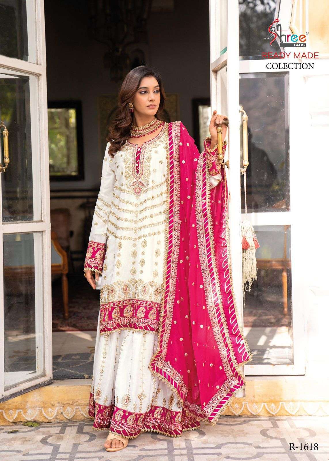SHREE FAB R 1618 COLORS PARTYWEAR SHARARA DRESS LATEST CATALOGUE BEST RATE DEALER 2025