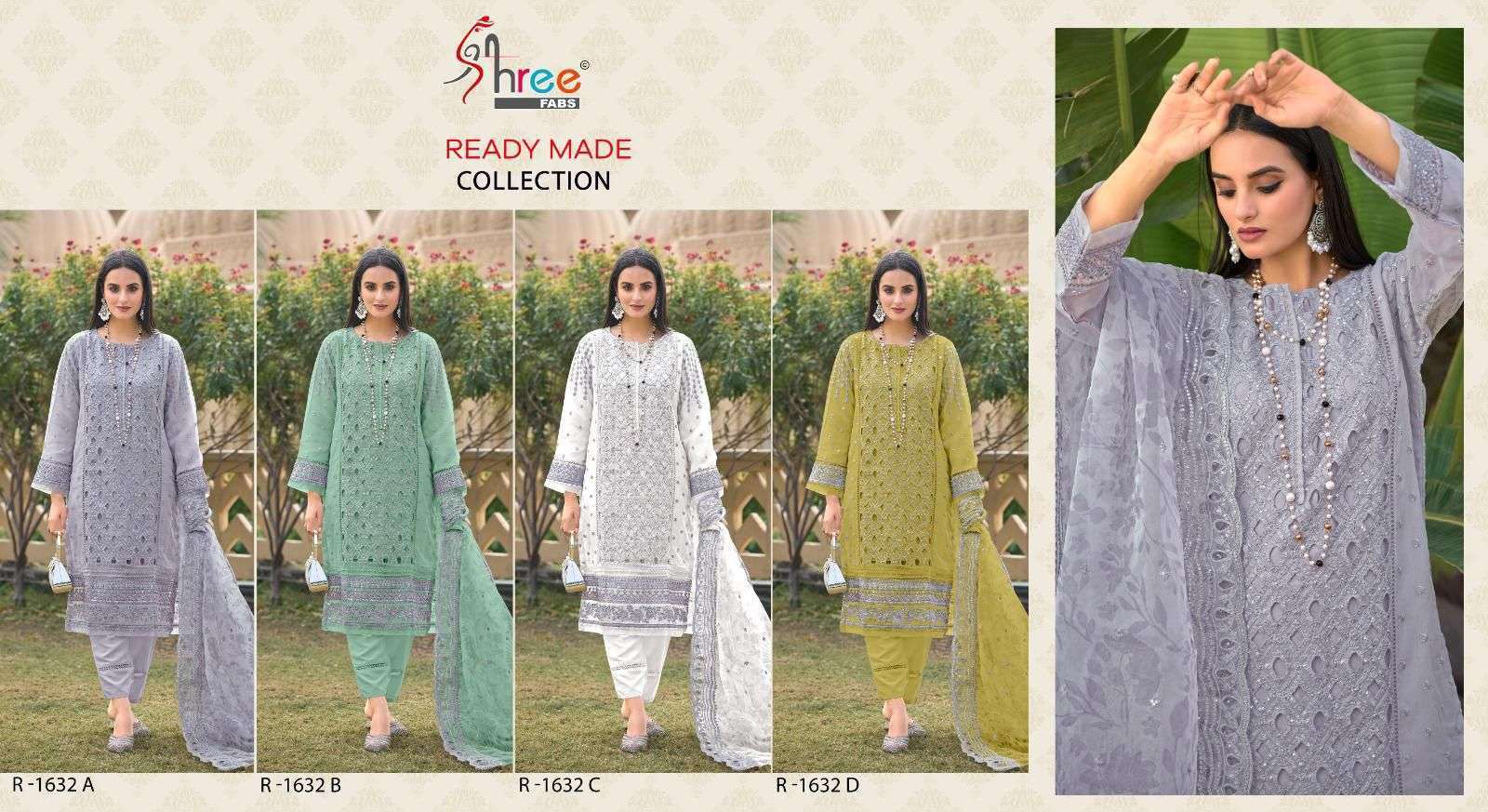 SHREE FAB R 1632 COLORS DESIGNER READYMADE PAKISTANI SUIT COLLECTION BEST RATE 