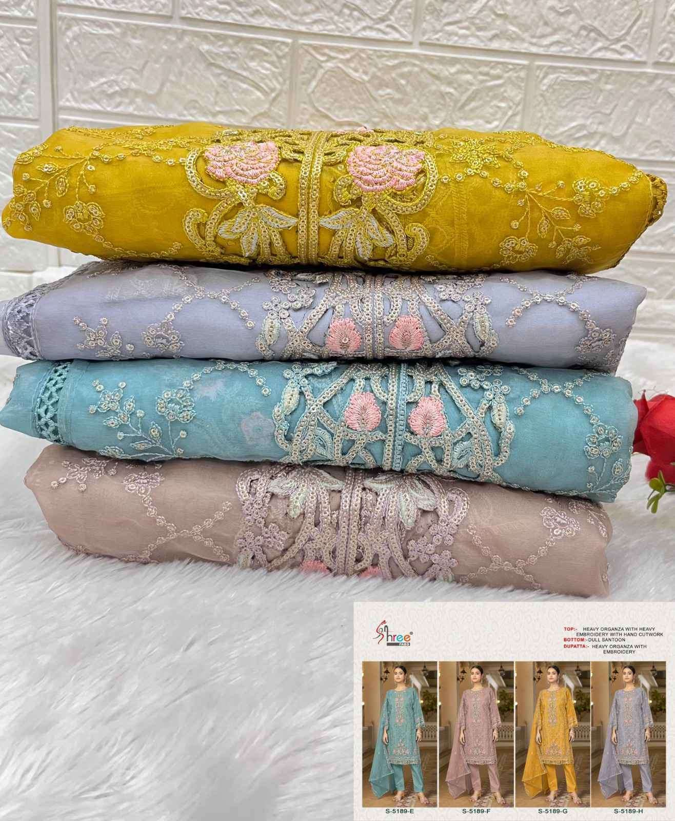 SHREE FAB S 5189 COLORS VOL 2 HEAVY EMBROIDERY ORGANZA PAKISTANI DRESS SUPPLIER BEST RATE 