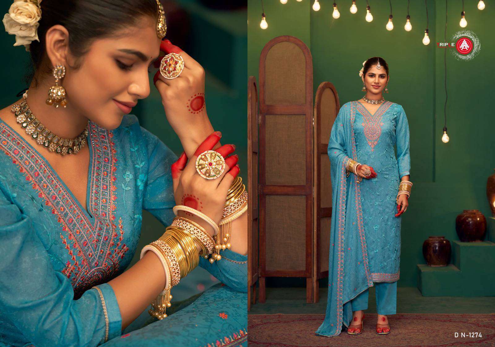 TRIPLE AAA HAPPY FANCY WORK GEORGETTE SUIT CATALOG EXPORTER 2025
