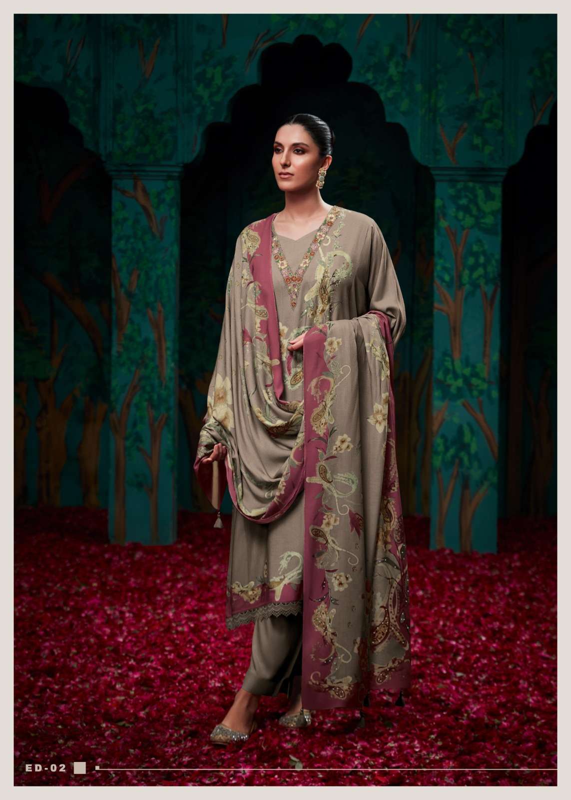 VARSHA EDEN VISCOSE MUSLIN DIGITAL PRINTED LADIES SUIT CATALOGUE WHOLESALE PRICE 2025