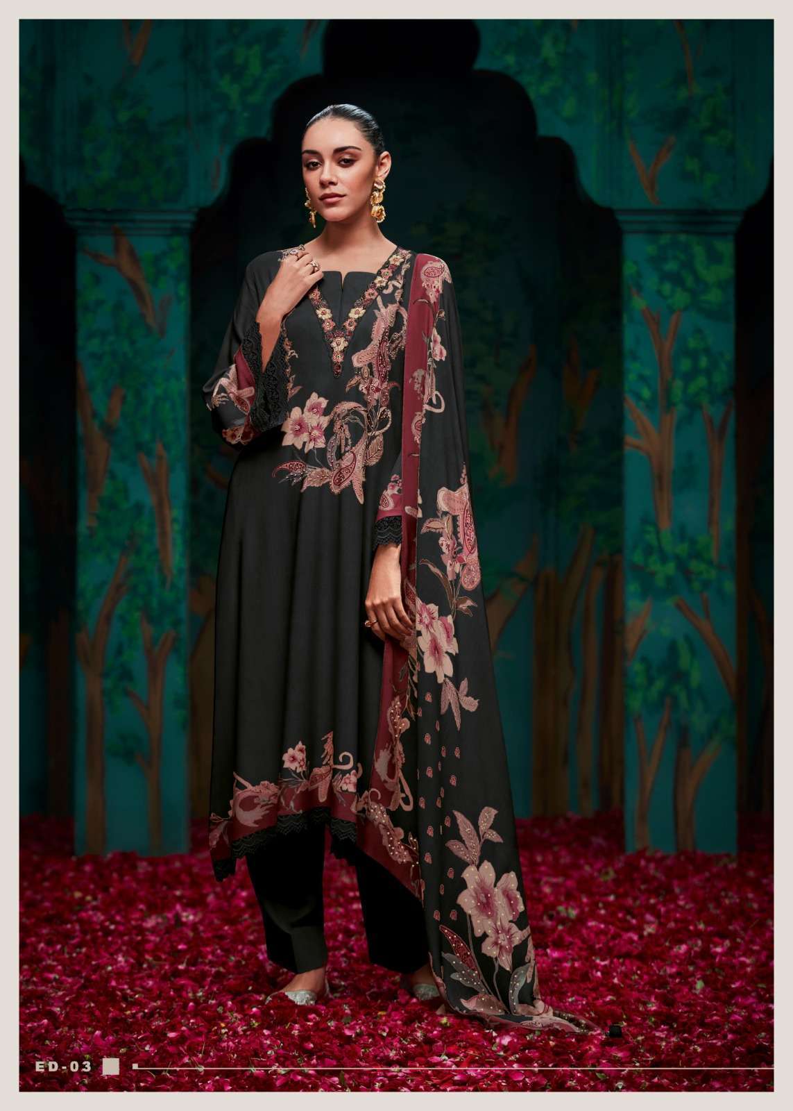 VARSHA EDEN VISCOSE MUSLIN DIGITAL PRINTED LADIES SUIT CATALOGUE WHOLESALE PRICE 2025