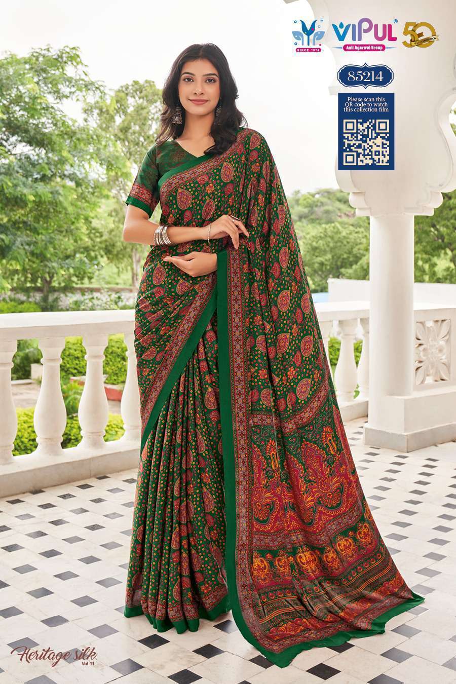 VIPUL FASHION HERITAGE VOL 1 DESIGNER SILK CASUAL WEAR VIPUL BRAND SAREE WHOLESALER 