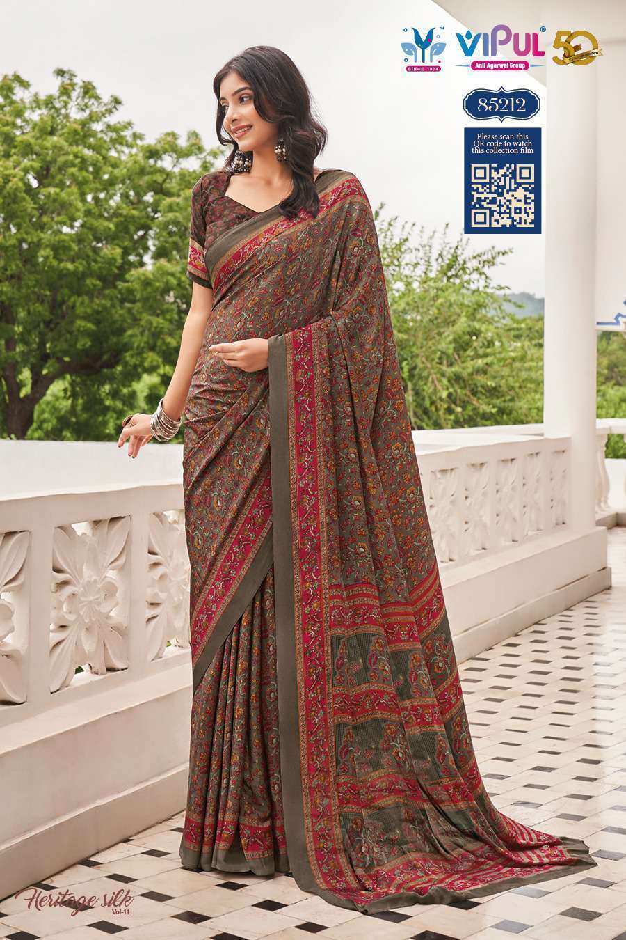 VIPUL FASHION HERITAGE VOL 1 DESIGNER SILK CASUAL WEAR VIPUL BRAND SAREE WHOLESALER 