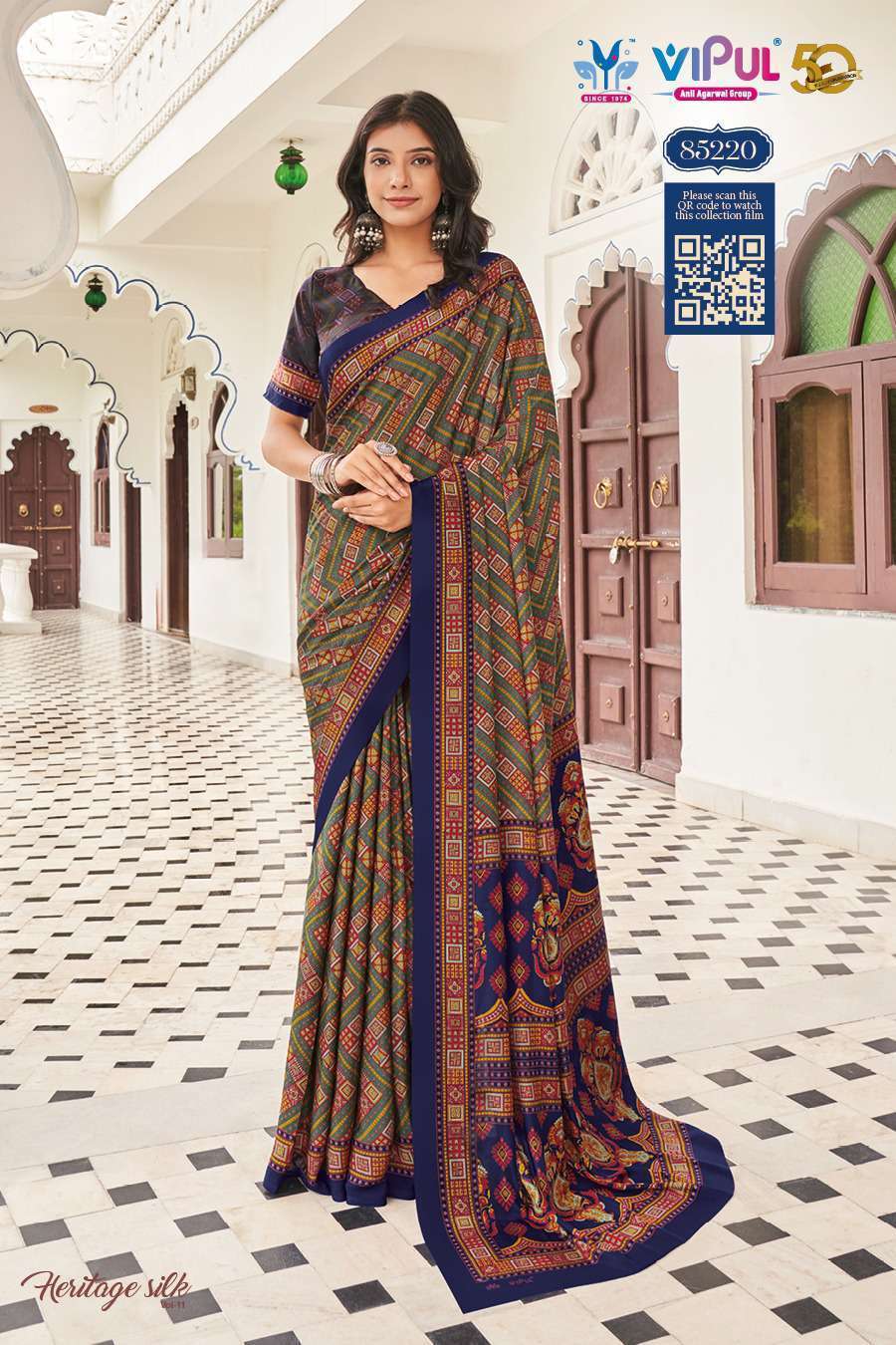 VIPUL FASHION HERITAGE VOL 1 DESIGNER SILK CASUAL WEAR VIPUL BRAND SAREE WHOLESALER 