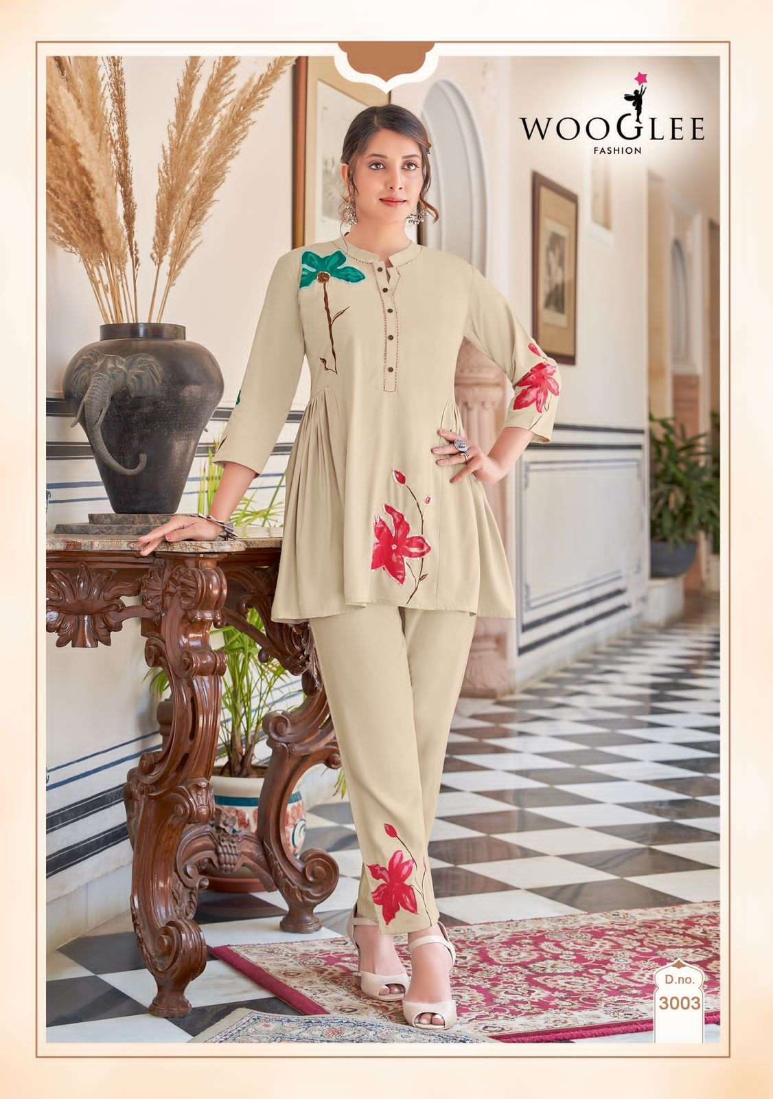 WOOGLEE TULIPS DESIGNER HANDWORK CORD SET SUPPLIER IN SURAT 2025