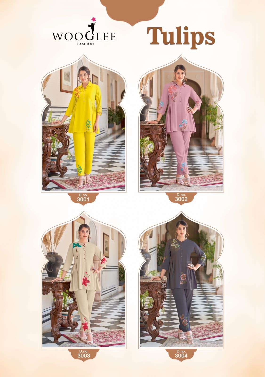 WOOGLEE TULIPS DESIGNER HANDWORK CORD SET SUPPLIER IN SURAT 2025