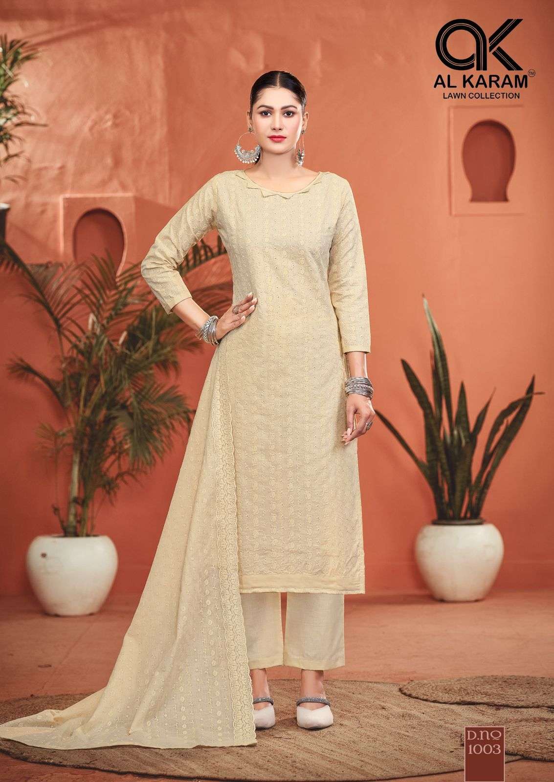 AL KARAM GUZARISH HEAVY SCHIFFLI WORK COTTON SUIT CATALOG 2025