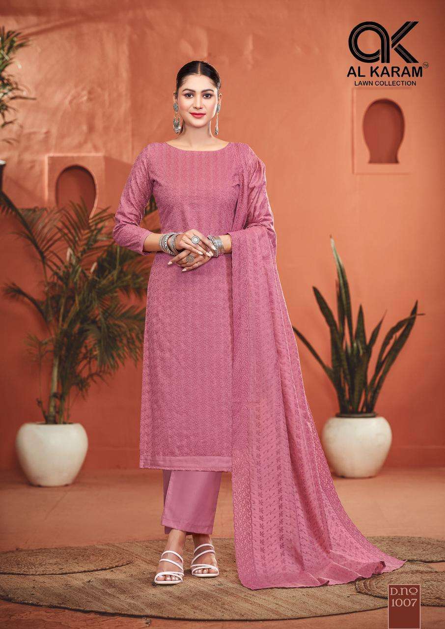 AL KARAM GUZARISH HEAVY SCHIFFLI WORK COTTON SUIT CATALOG 2025
