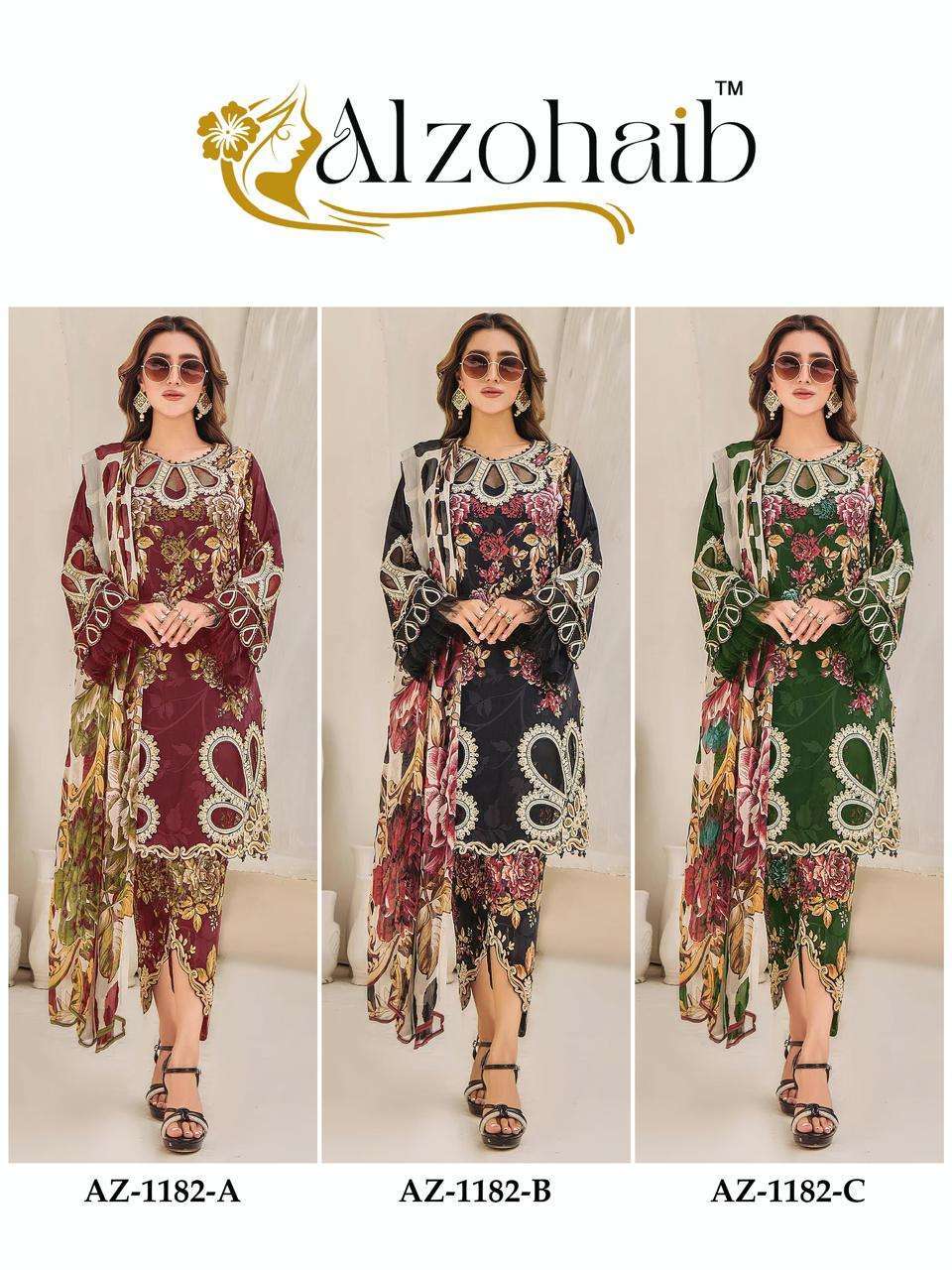 AL ZOHAIB AZ 1182 COLORS FANCY PAKISTANI COTTON SUIT COLLECTION BEST RATE 
