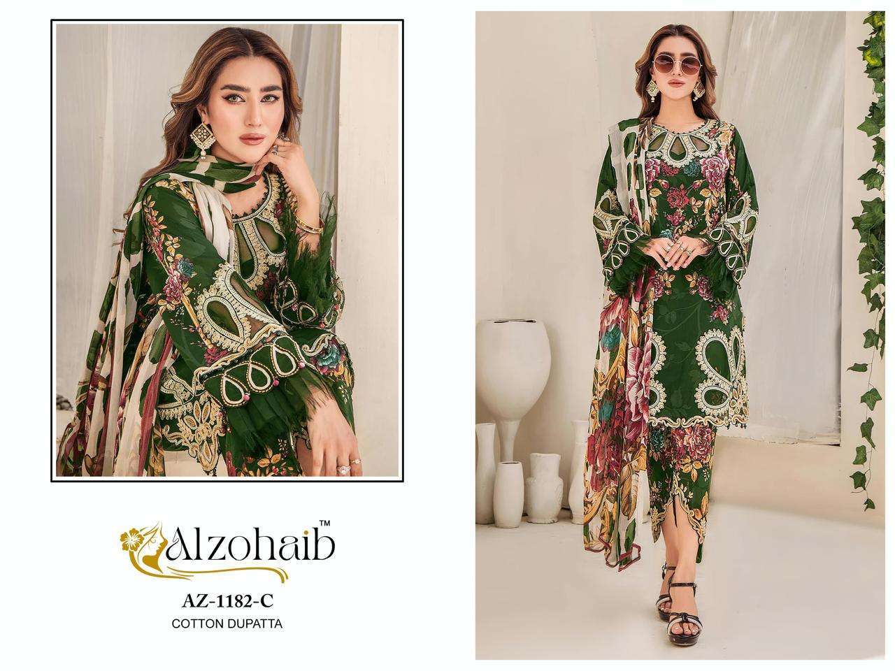 AL ZOHAIB AZ 1182 COLORS FANCY PAKISTANI COTTON SUIT COLLECTION BEST RATE 