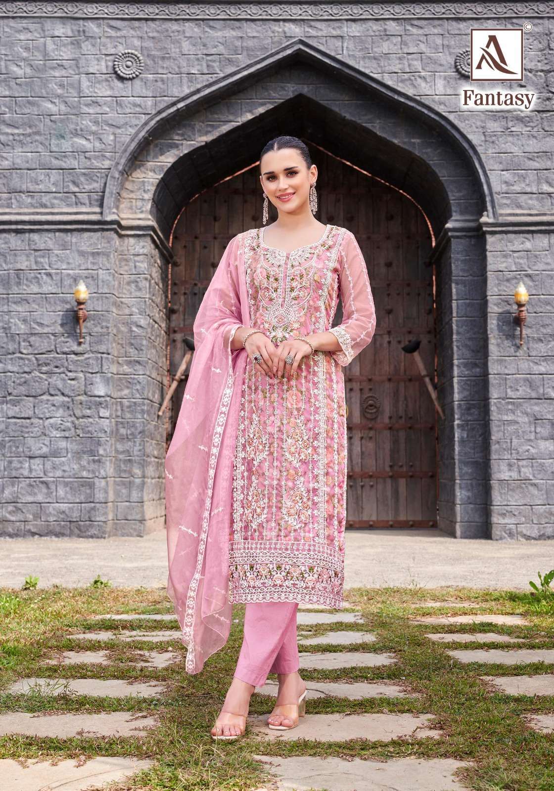ALOK SUIT FANTASY DESIGNER EMBROIDERED ORGANZA SUIT LATEST CATALOGUE 2025